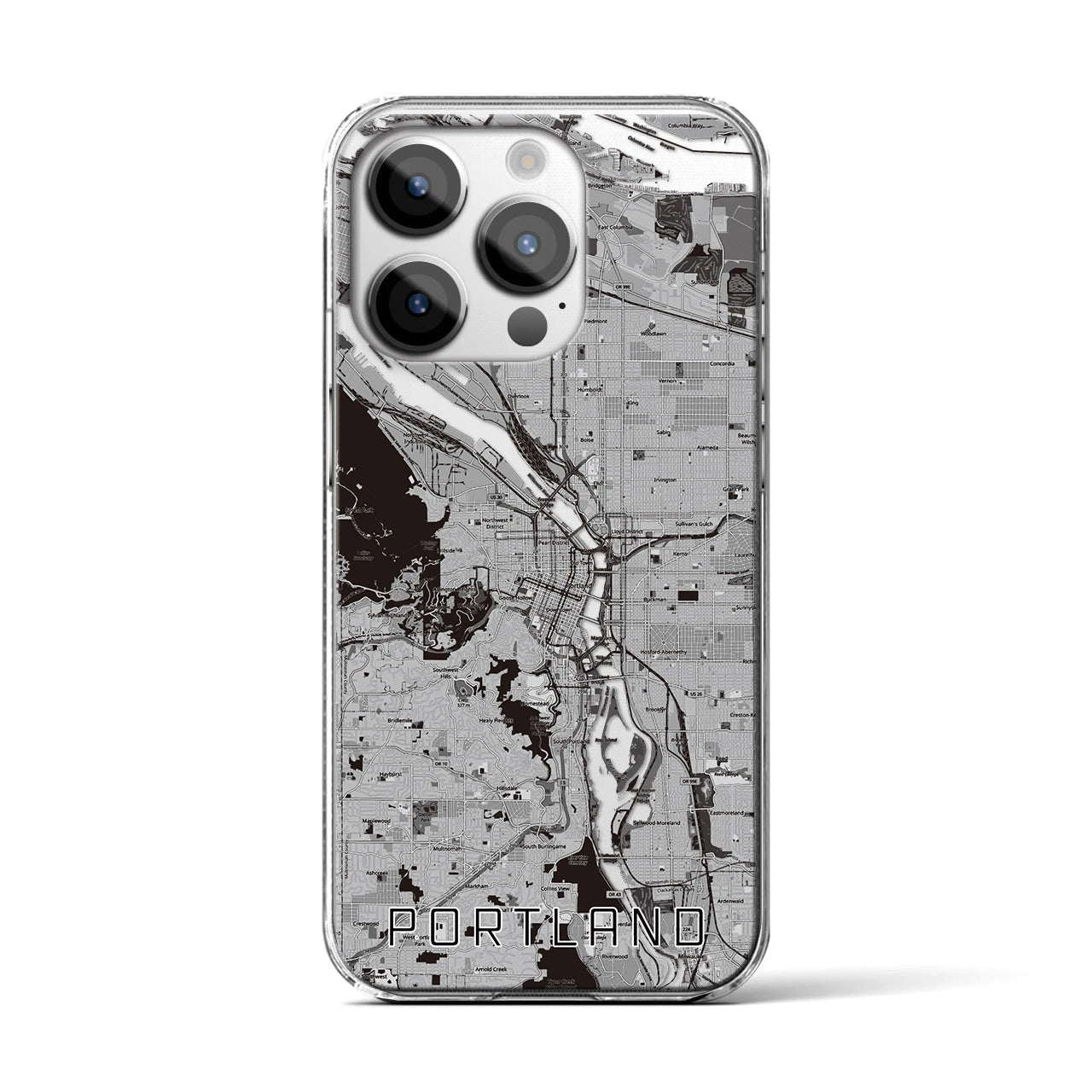 【ポートランド(アメリカ)】地図柄iPhoneケース(クリアタイプ)