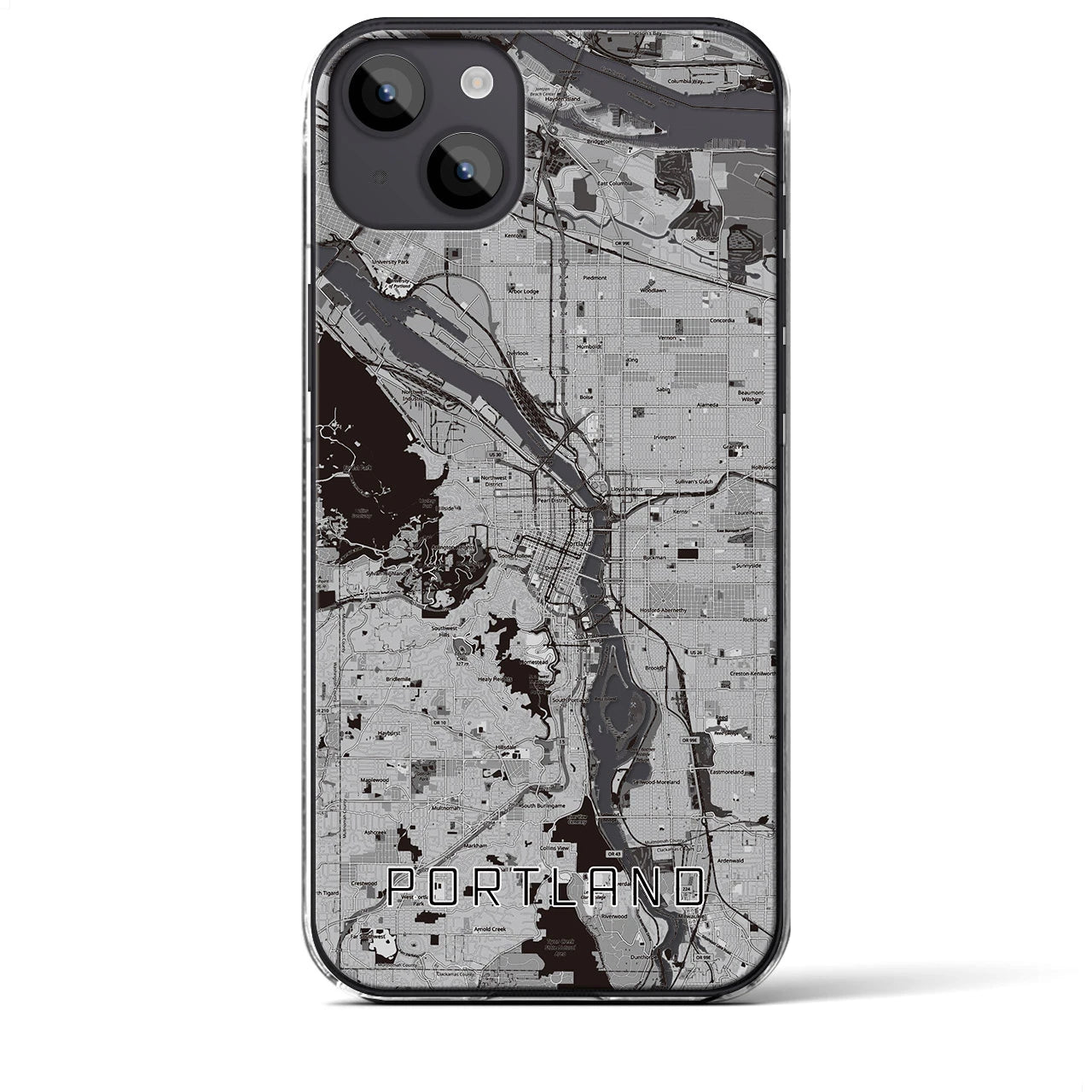 【ポートランド(アメリカ)】地図柄iPhoneケース(クリアタイプ)