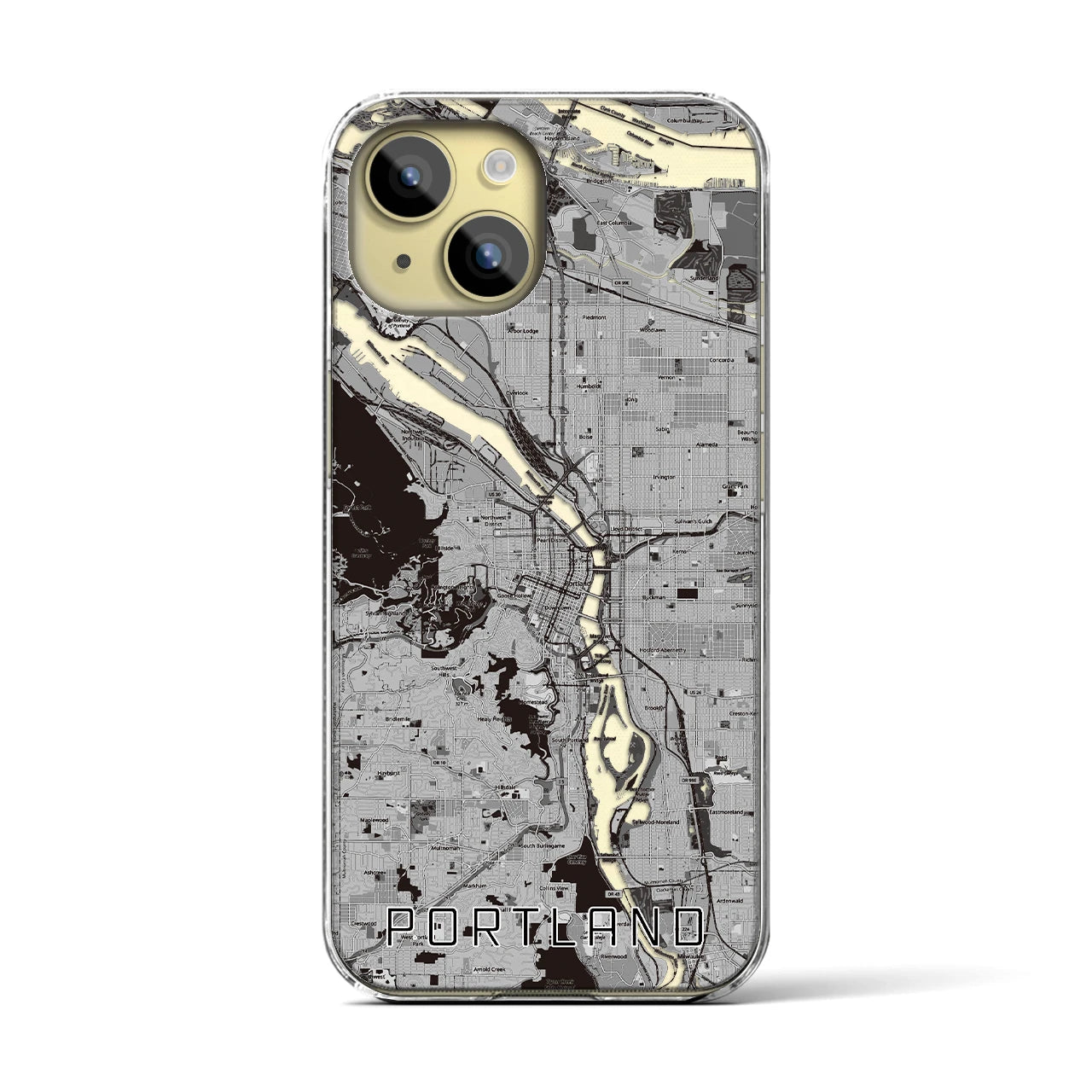 【ポートランド(アメリカ)】地図柄iPhoneケース(クリアタイプ)