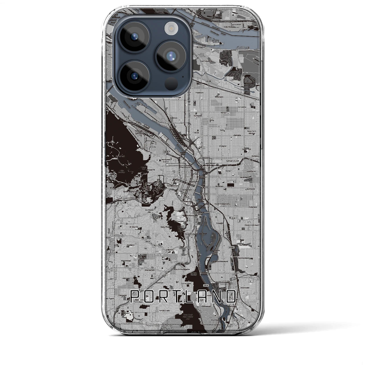 【ポートランド(アメリカ)】地図柄iPhoneケース(クリアタイプ)