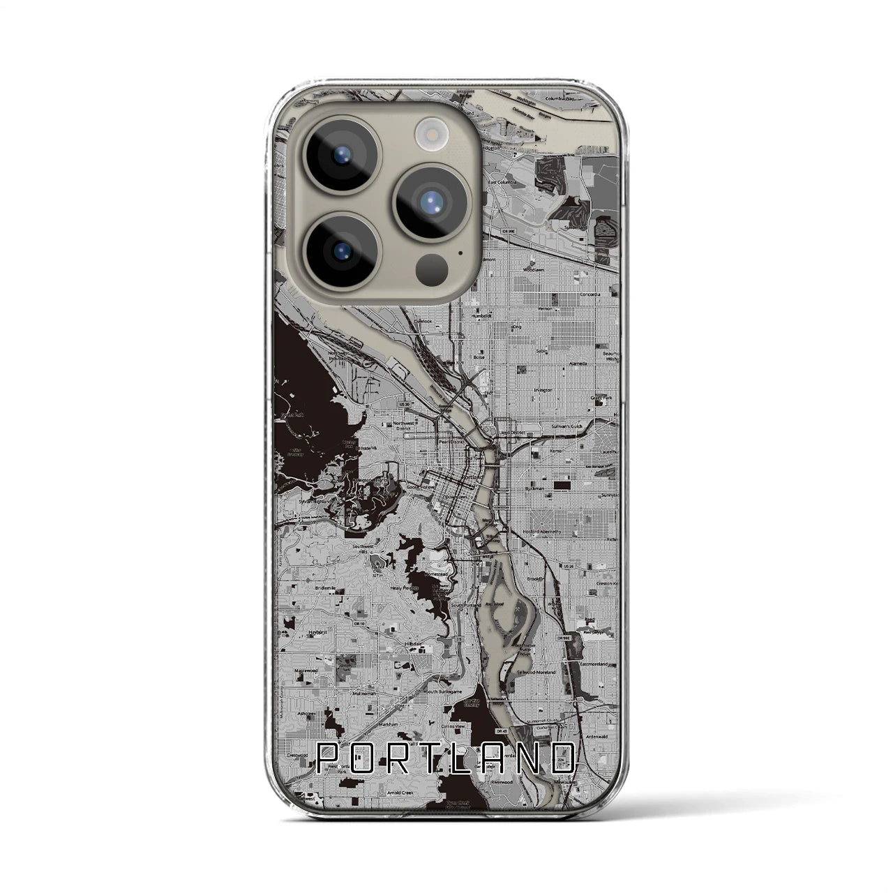 【ポートランド(アメリカ)】地図柄iPhoneケース(クリアタイプ)
