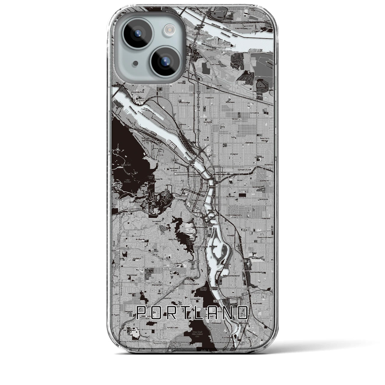 【ポートランド(アメリカ)】地図柄iPhoneケース(クリアタイプ)