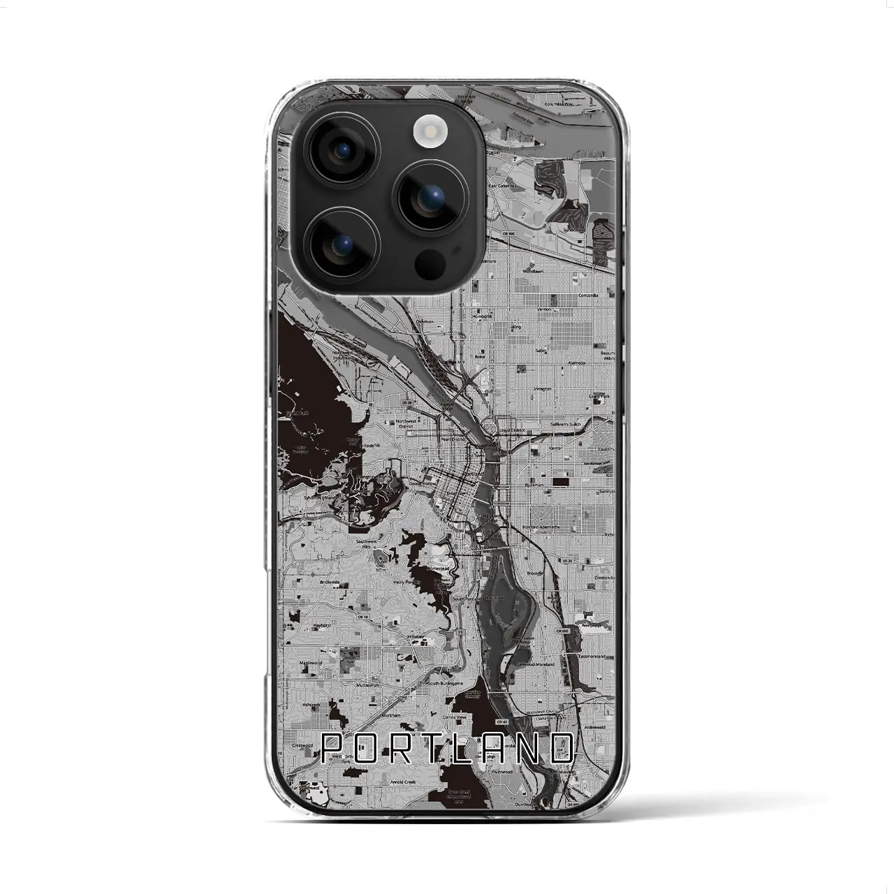 【ポートランド(アメリカ)】地図柄iPhoneケース(クリアタイプ)