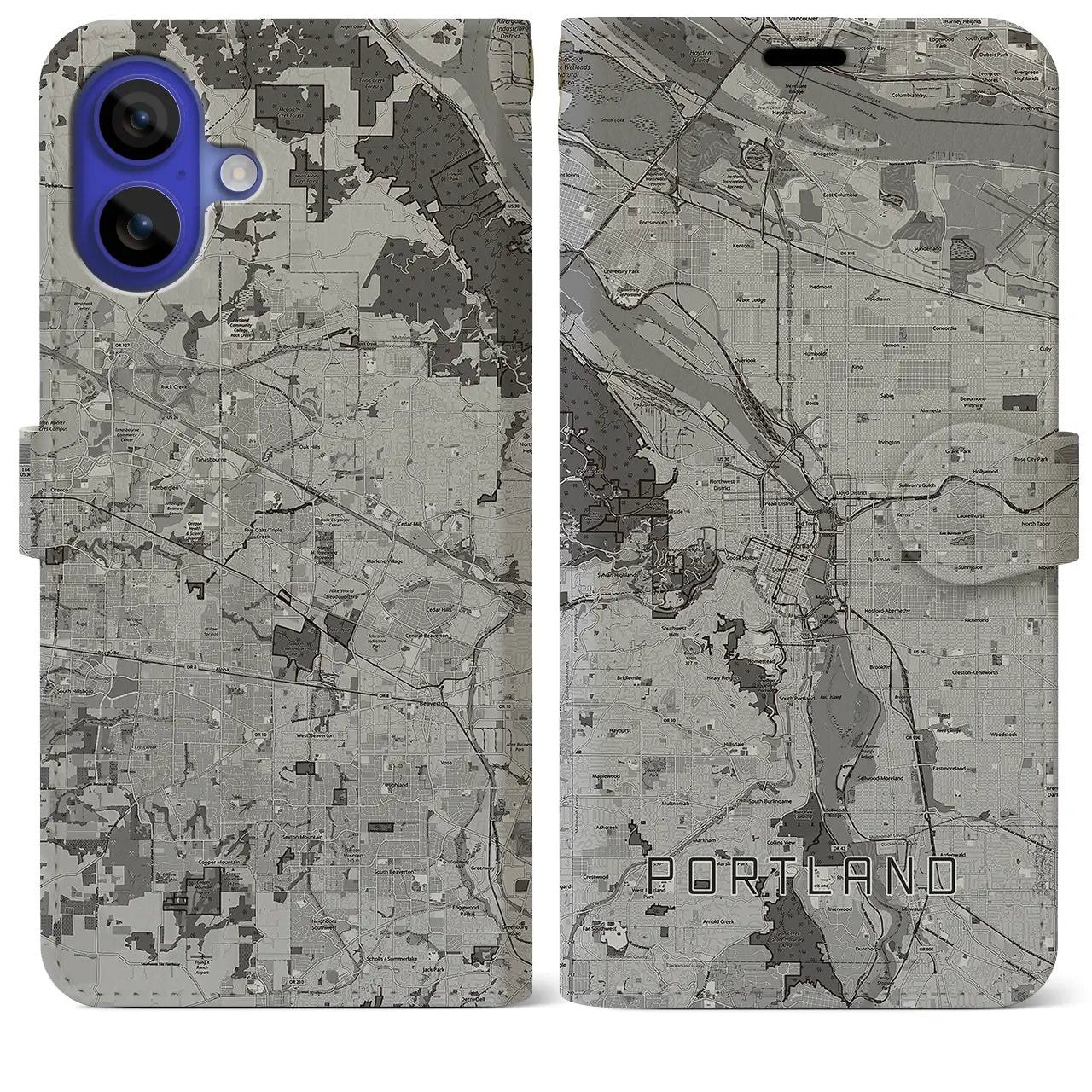 【ポートランド(アメリカ)】地図柄iPhoneケース(手帳タイプ)