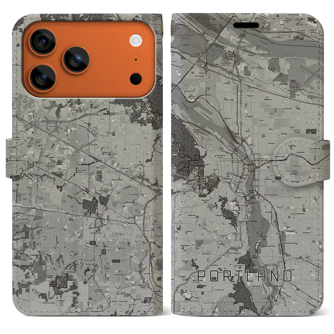 【ポートランド(アメリカ)】地図柄iPhoneケース(手帳タイプ)