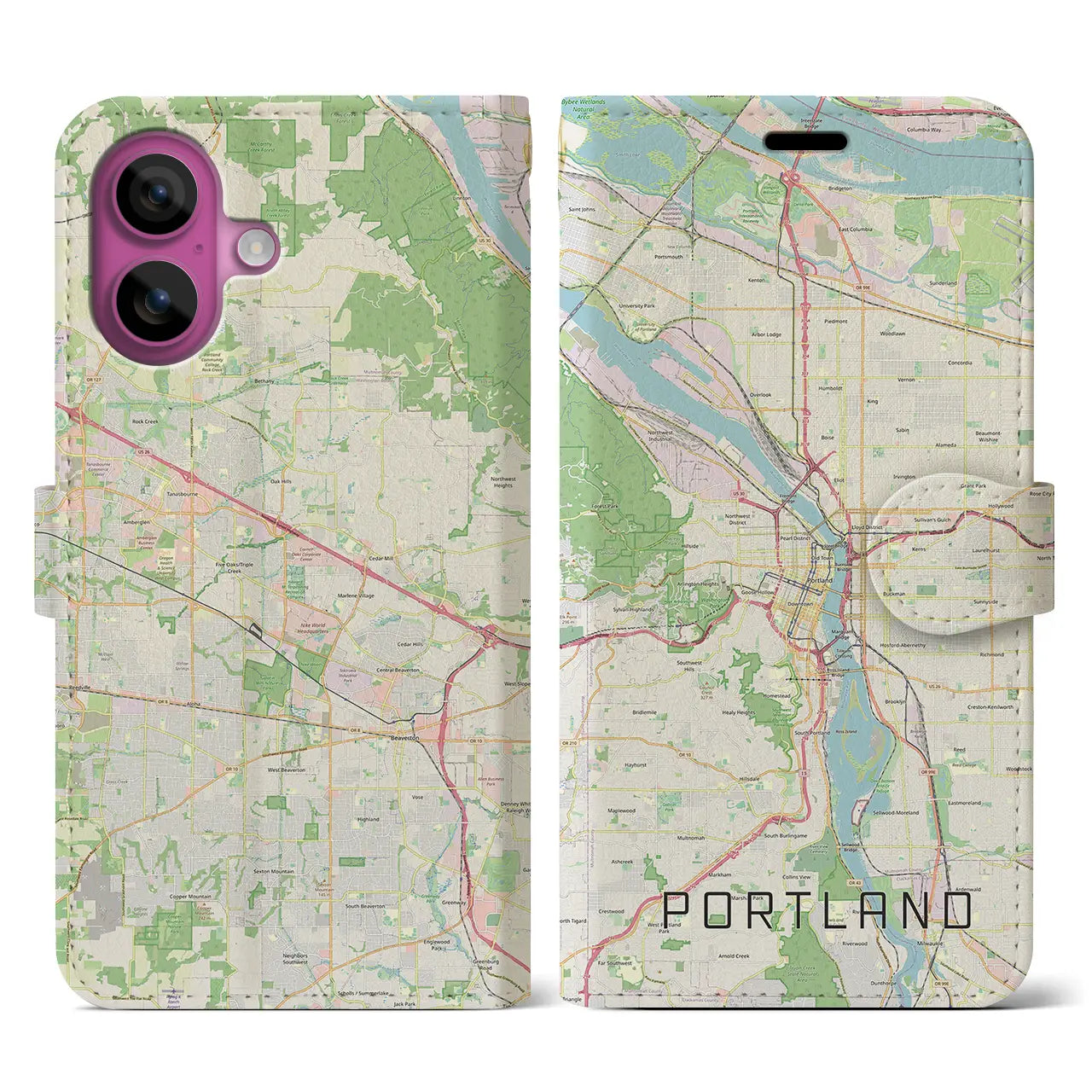 【ポートランド(アメリカ)】地図柄iPhoneケース(手帳タイプ)