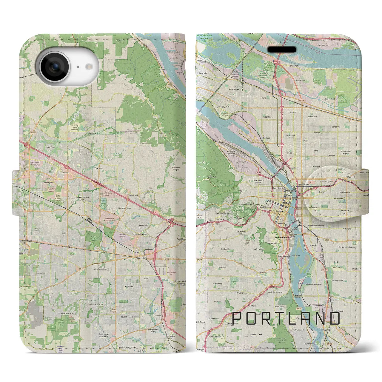 【ポートランド(アメリカ)】地図柄iPhoneケース(手帳タイプ)