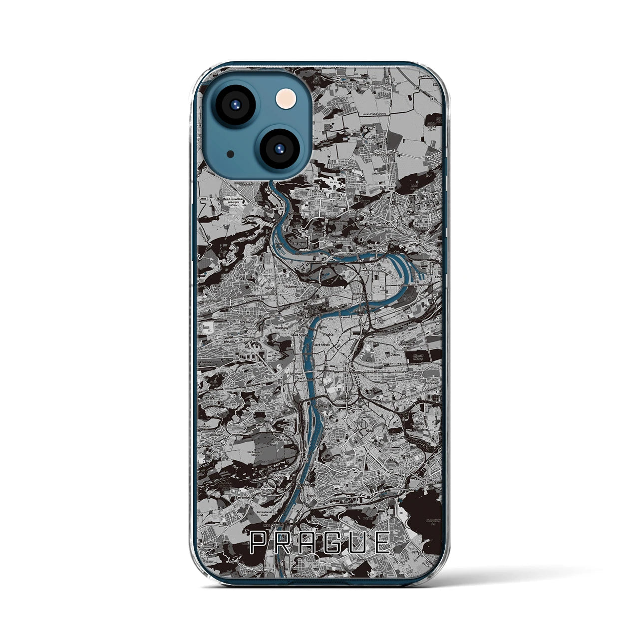 【プラハ(チェコ)】地図柄iPhoneケース(クリアタイプ)