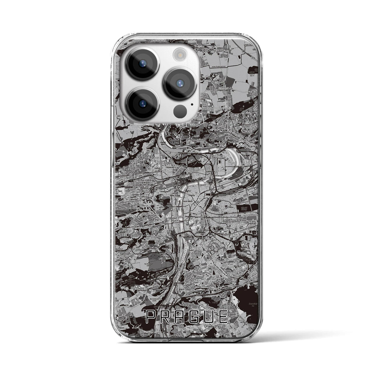 【プラハ(チェコ)】地図柄iPhoneケース(クリアタイプ)