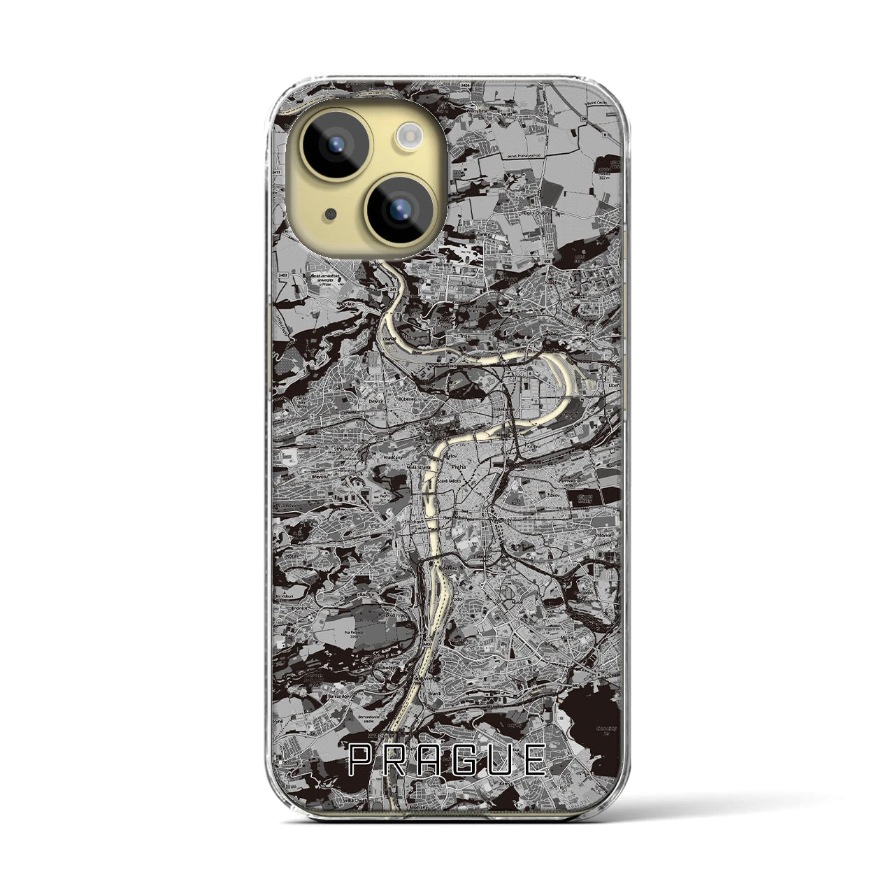 【プラハ(チェコ)】地図柄iPhoneケース(クリアタイプ)