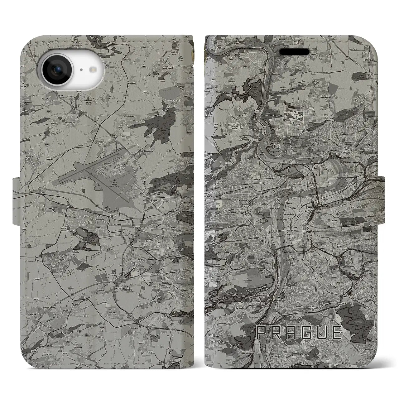 【プラハ(チェコ)】地図柄iPhoneケース(手帳タイプ)