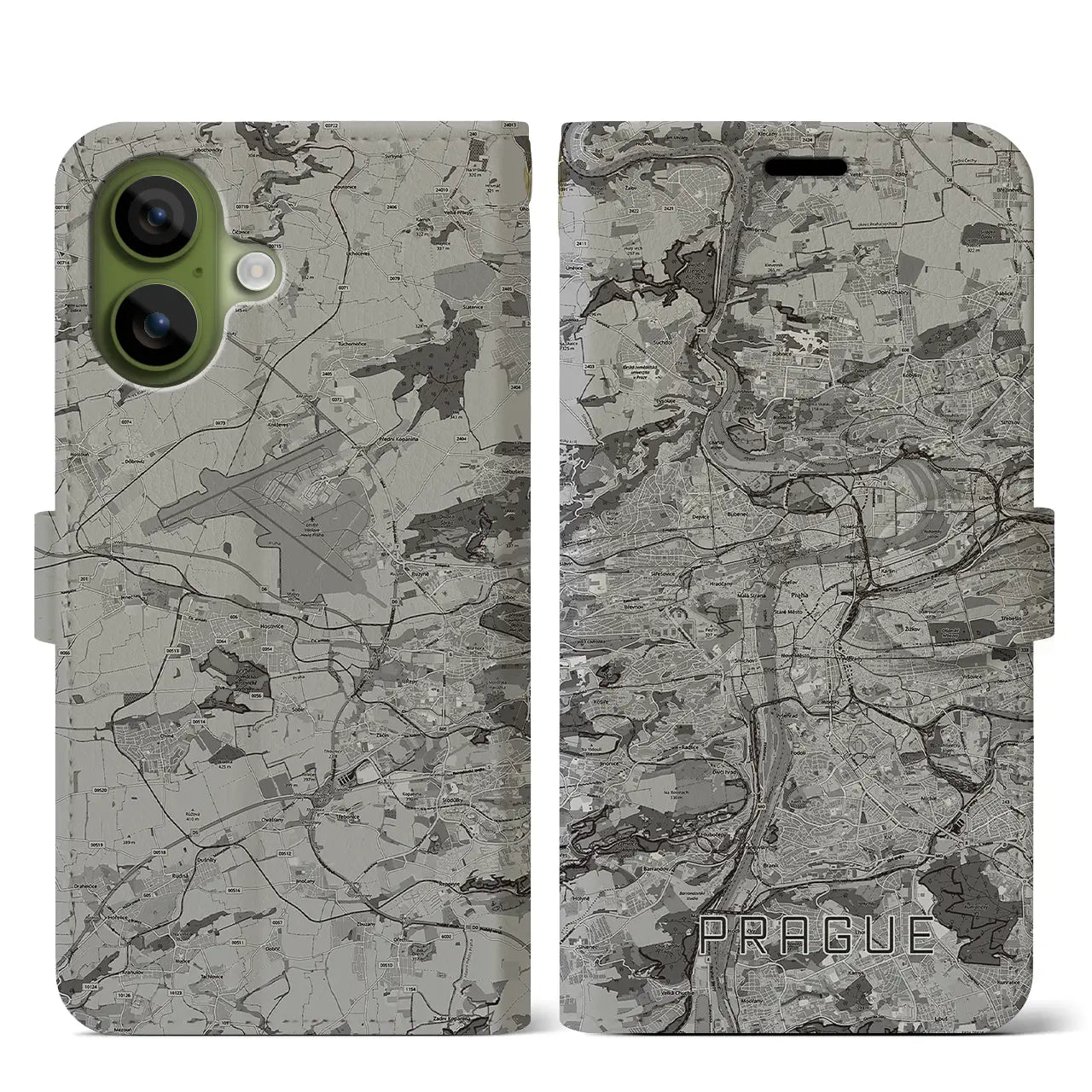 【プラハ(チェコ)】地図柄iPhoneケース(手帳タイプ)