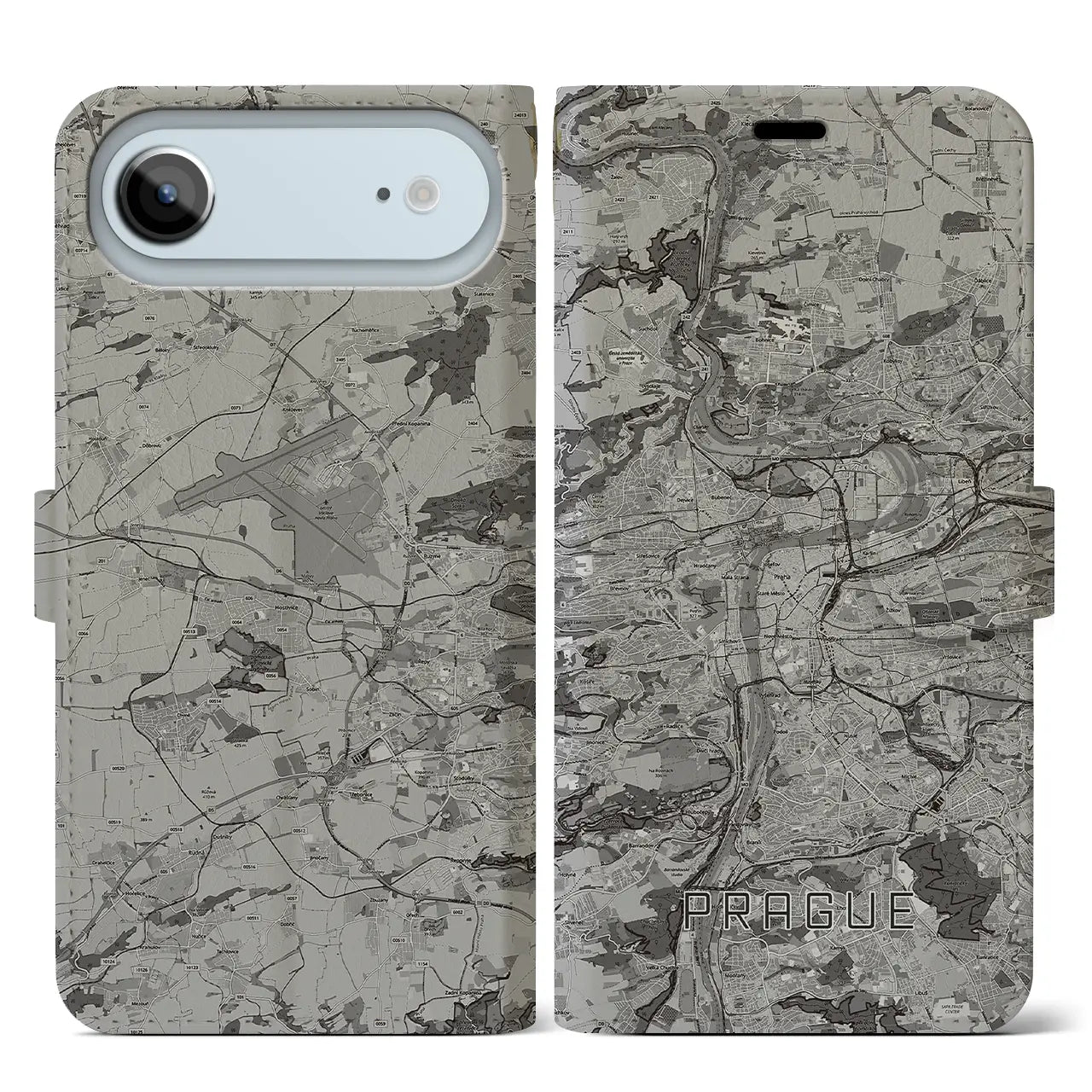 【プラハ(チェコ)】地図柄iPhoneケース(手帳タイプ)