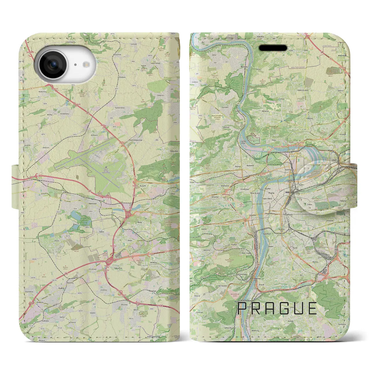 【プラハ(チェコ)】地図柄iPhoneケース(手帳タイプ)