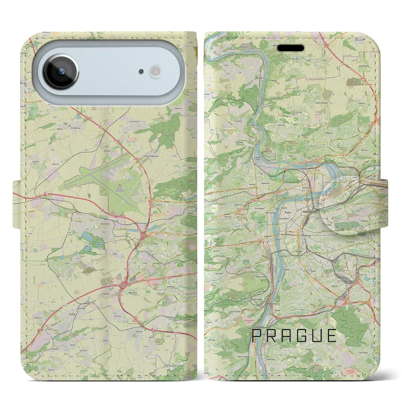 【プラハ(チェコ)】地図柄iPhoneケース(手帳タイプ)