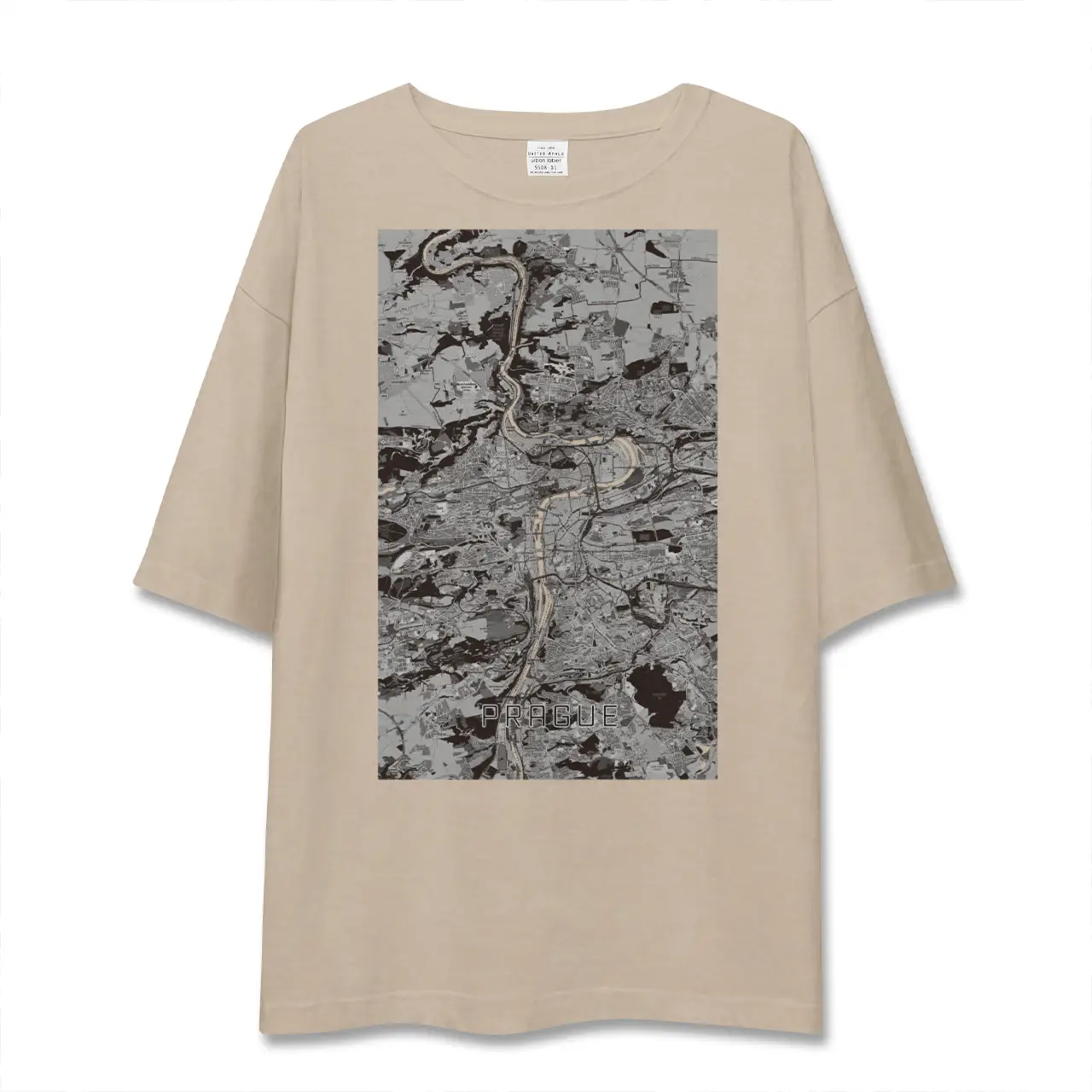 【プラハ(チェコ)】地図柄ビッグシルエットTシャツ