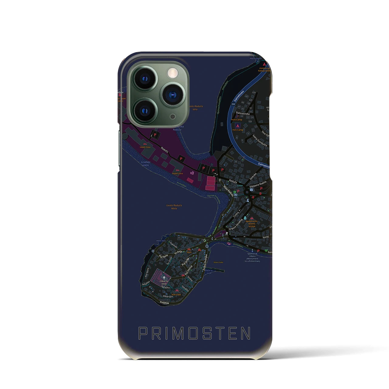 【プリモシュテン(クロアチア)】地図柄iPhoneケース(バックカバータイプ)