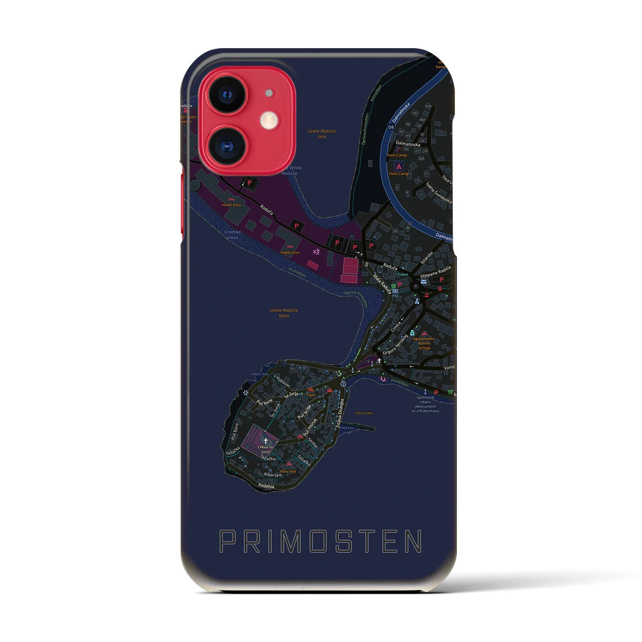 【プリモシュテン(クロアチア)】地図柄iPhoneケース(バックカバータイプ)