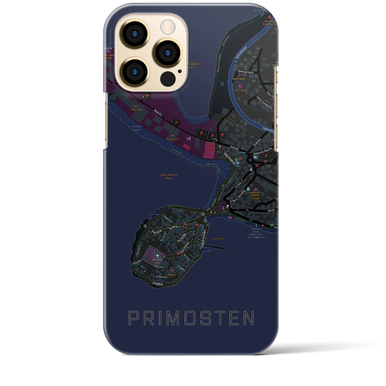 【プリモシュテン(クロアチア)】地図柄iPhoneケース(バックカバータイプ)