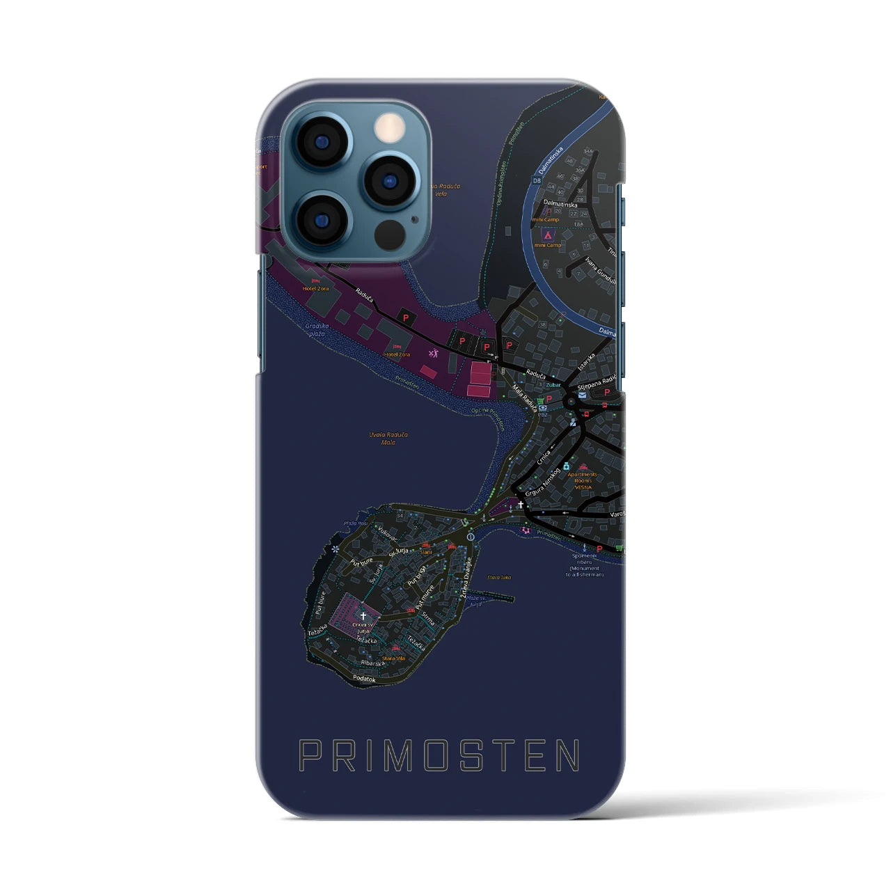 【プリモシュテン(クロアチア)】地図柄iPhoneケース(バックカバータイプ)