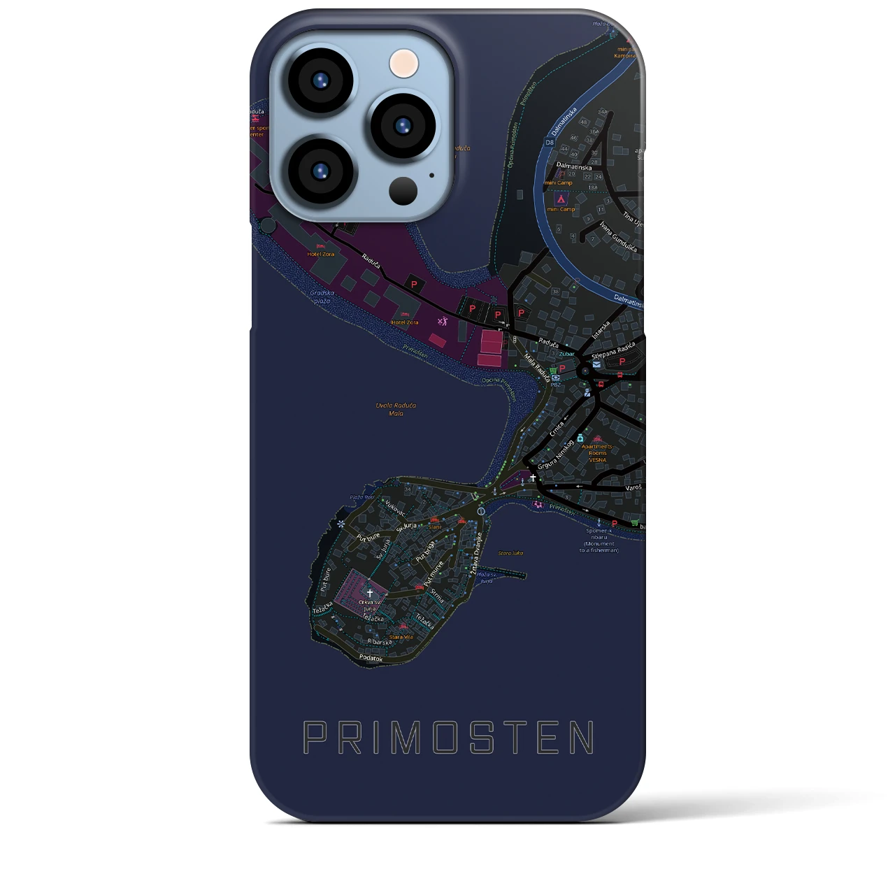 【プリモシュテン(クロアチア)】地図柄iPhoneケース(バックカバータイプ)