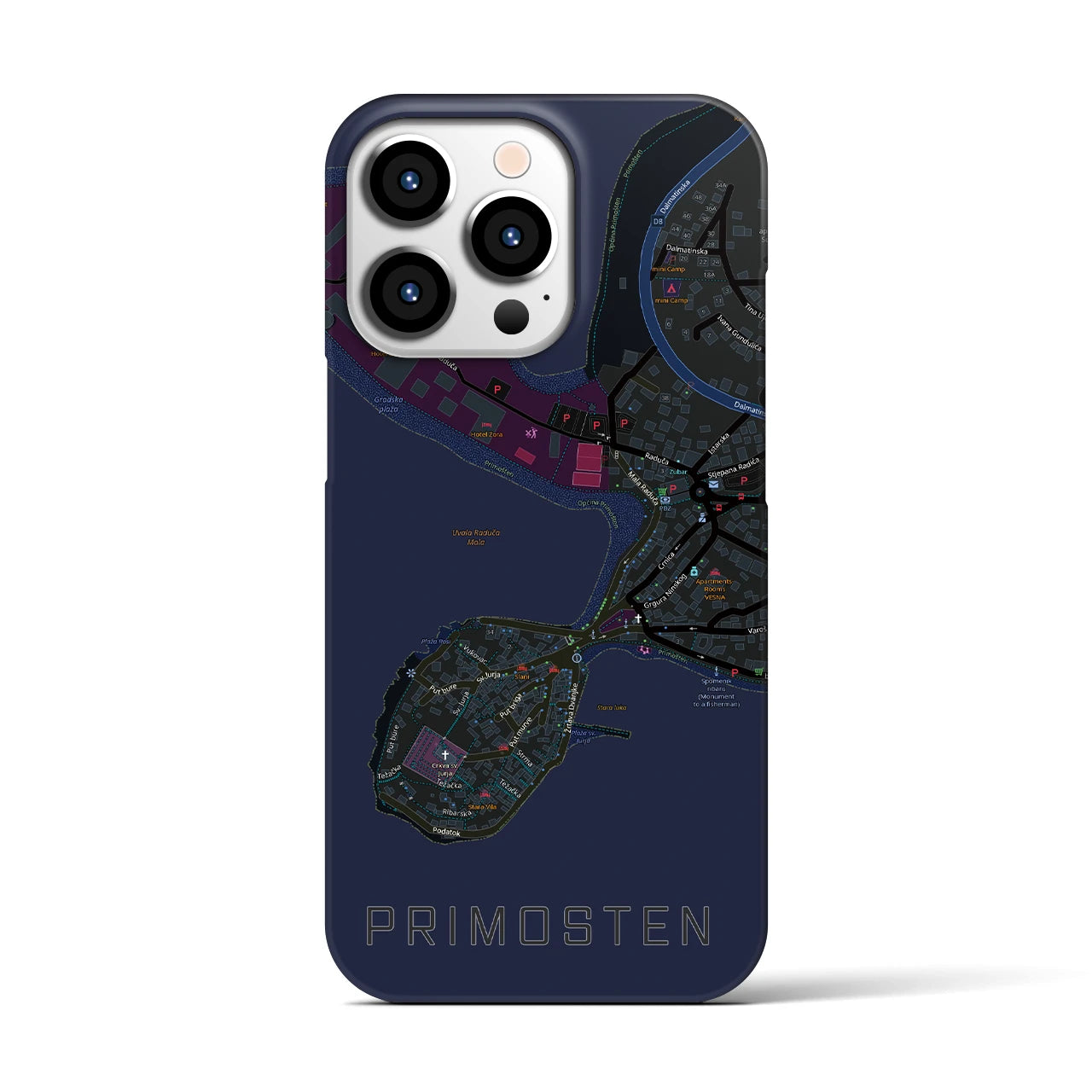 【プリモシュテン(クロアチア)】地図柄iPhoneケース(バックカバータイプ)