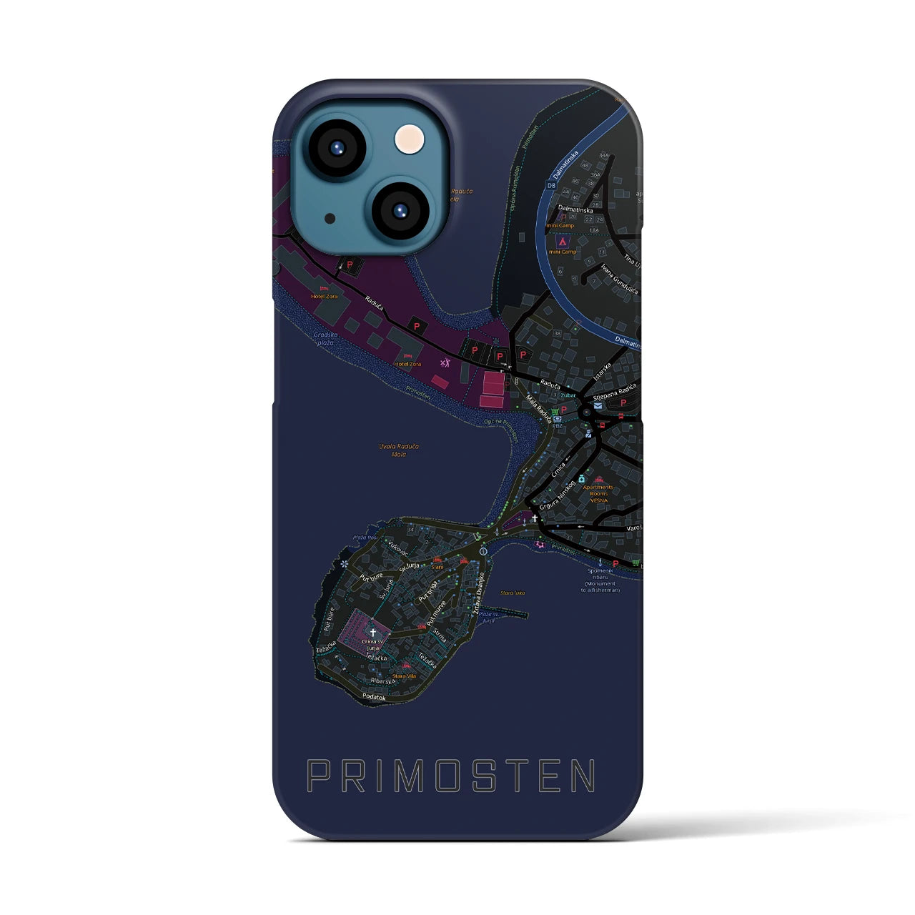 【プリモシュテン(クロアチア)】地図柄iPhoneケース(バックカバータイプ)