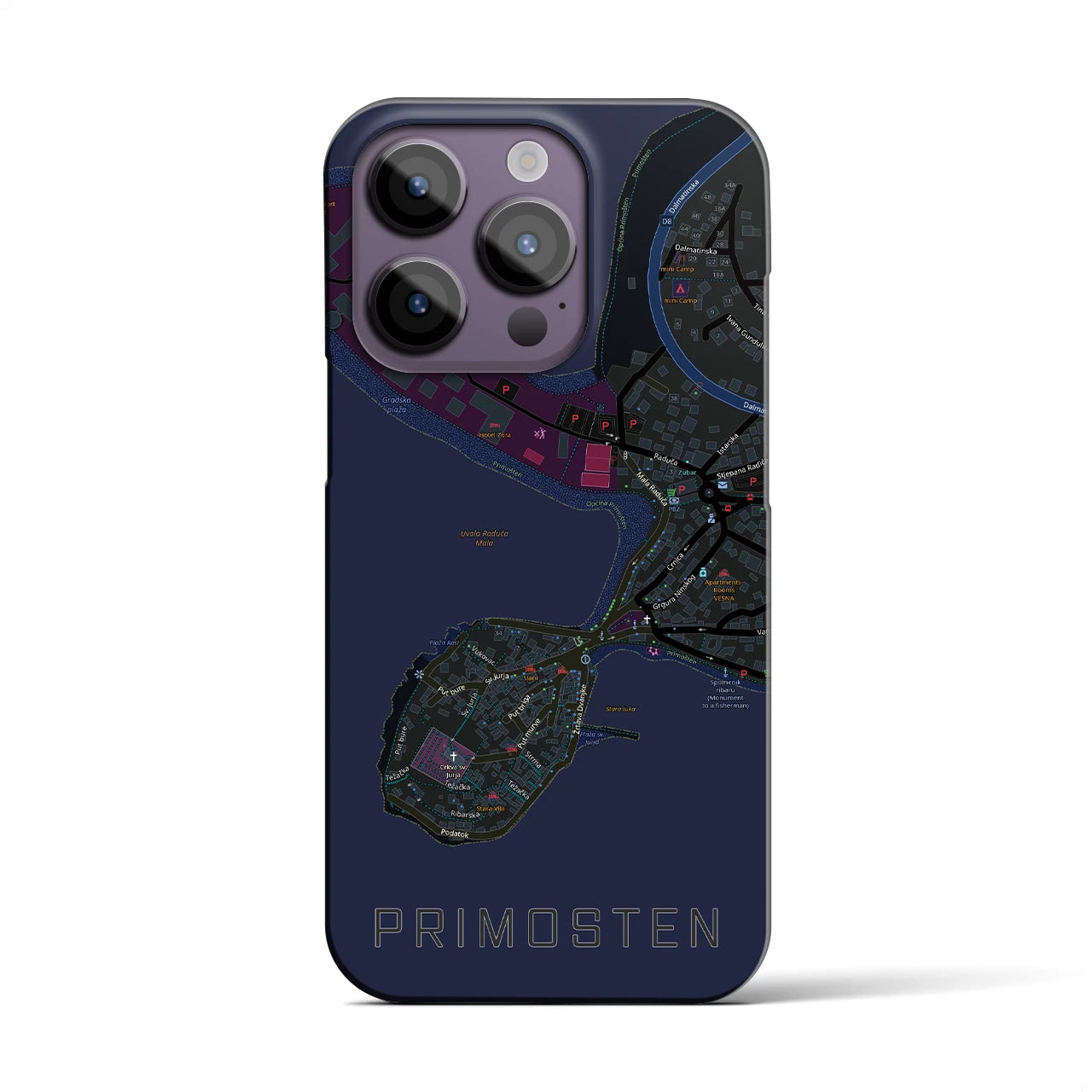 【プリモシュテン(クロアチア)】地図柄iPhoneケース(バックカバータイプ)