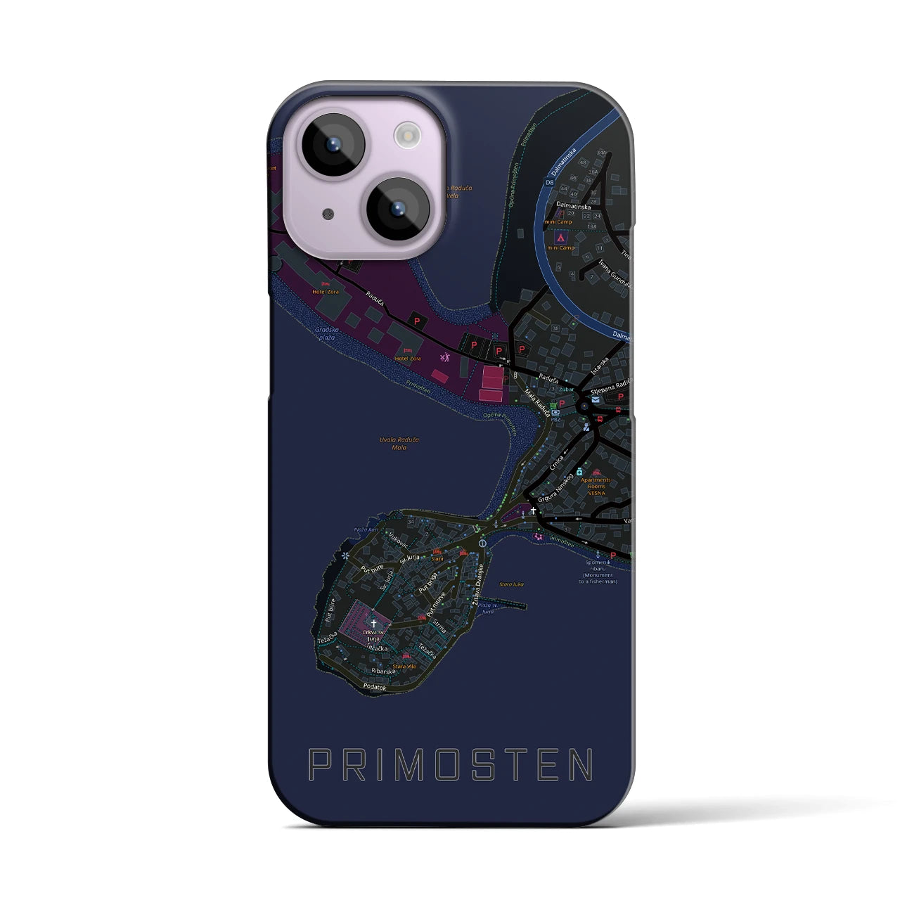 【プリモシュテン(クロアチア)】地図柄iPhoneケース(バックカバータイプ)