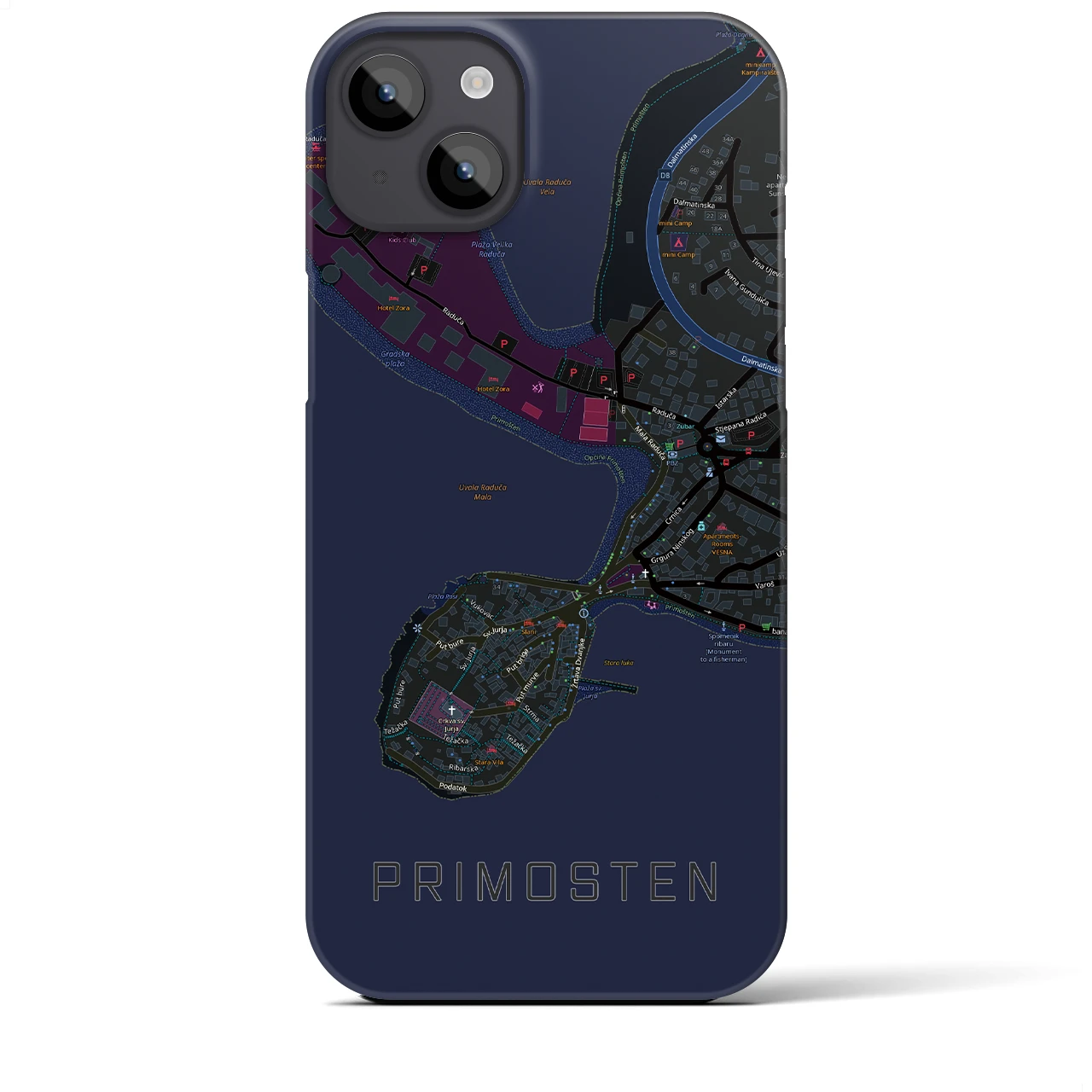 【プリモシュテン(クロアチア)】地図柄iPhoneケース(バックカバータイプ)