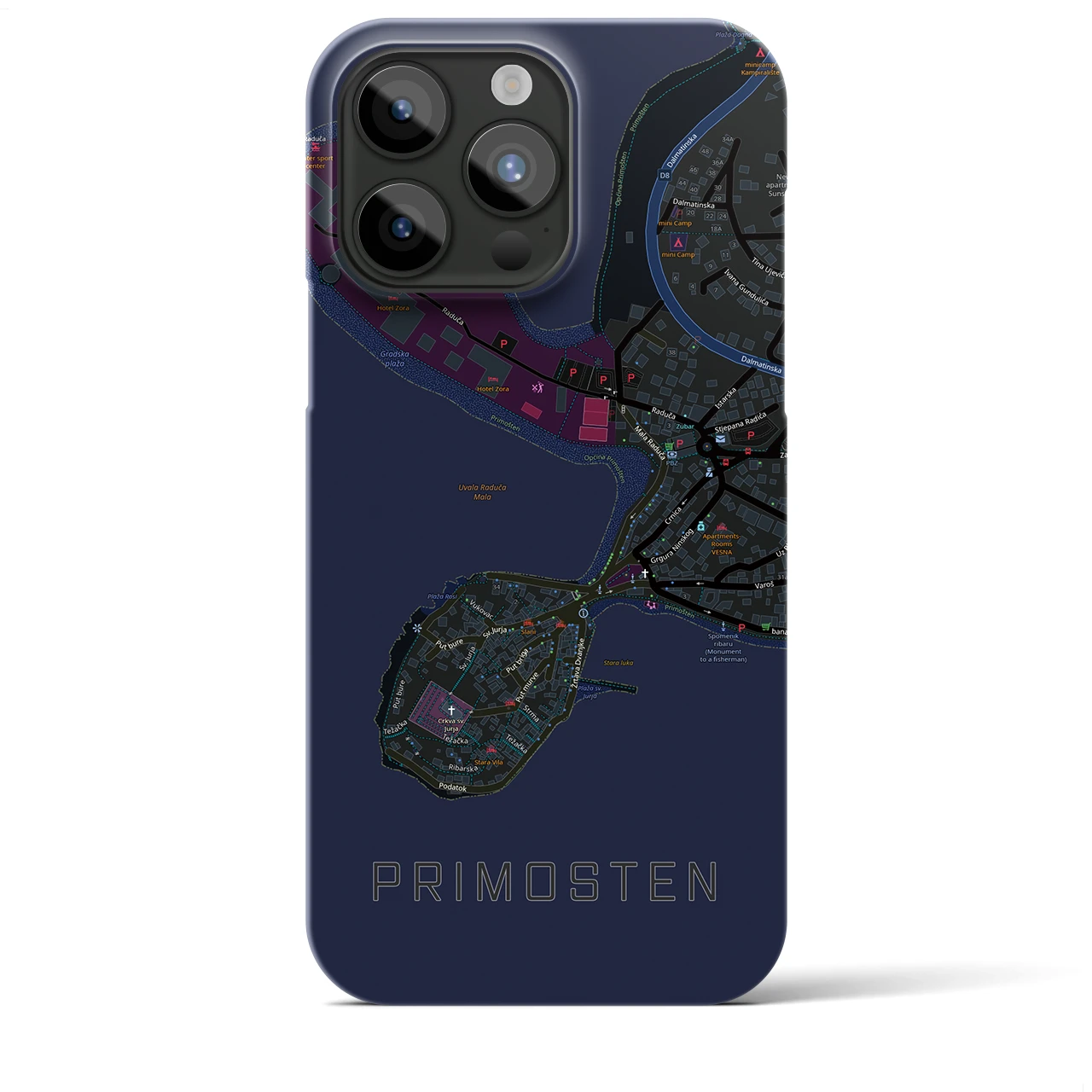 【プリモシュテン(クロアチア)】地図柄iPhoneケース(バックカバータイプ)