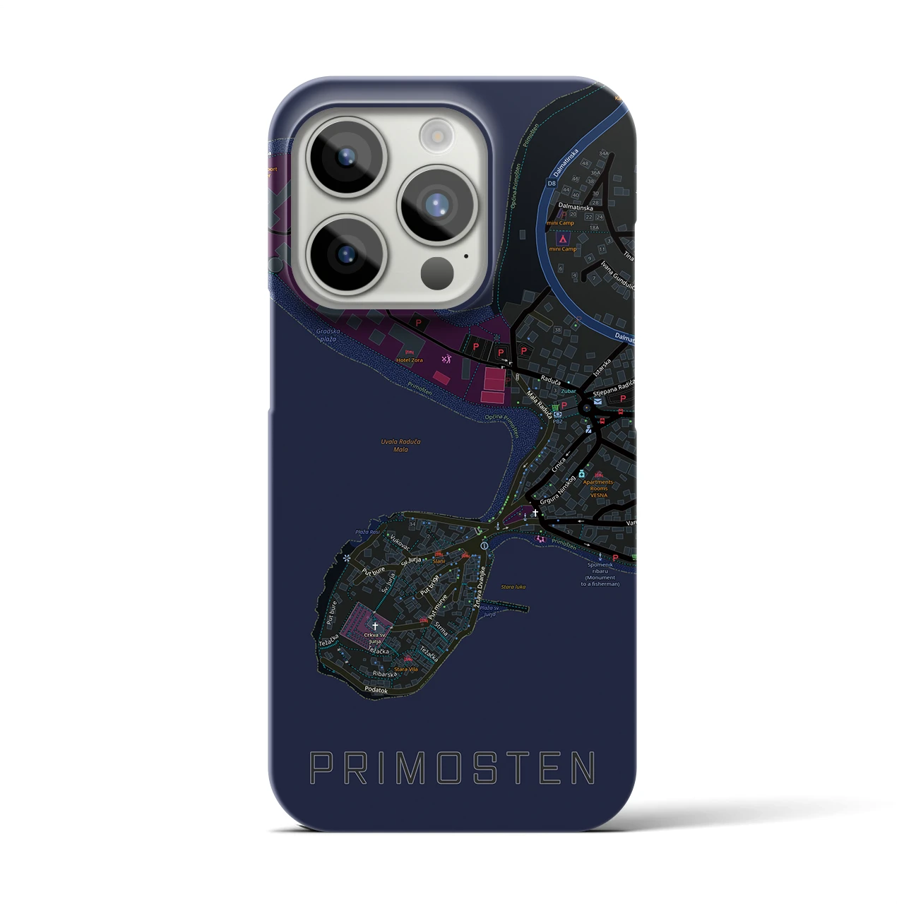 【プリモシュテン(クロアチア)】地図柄iPhoneケース(バックカバータイプ)