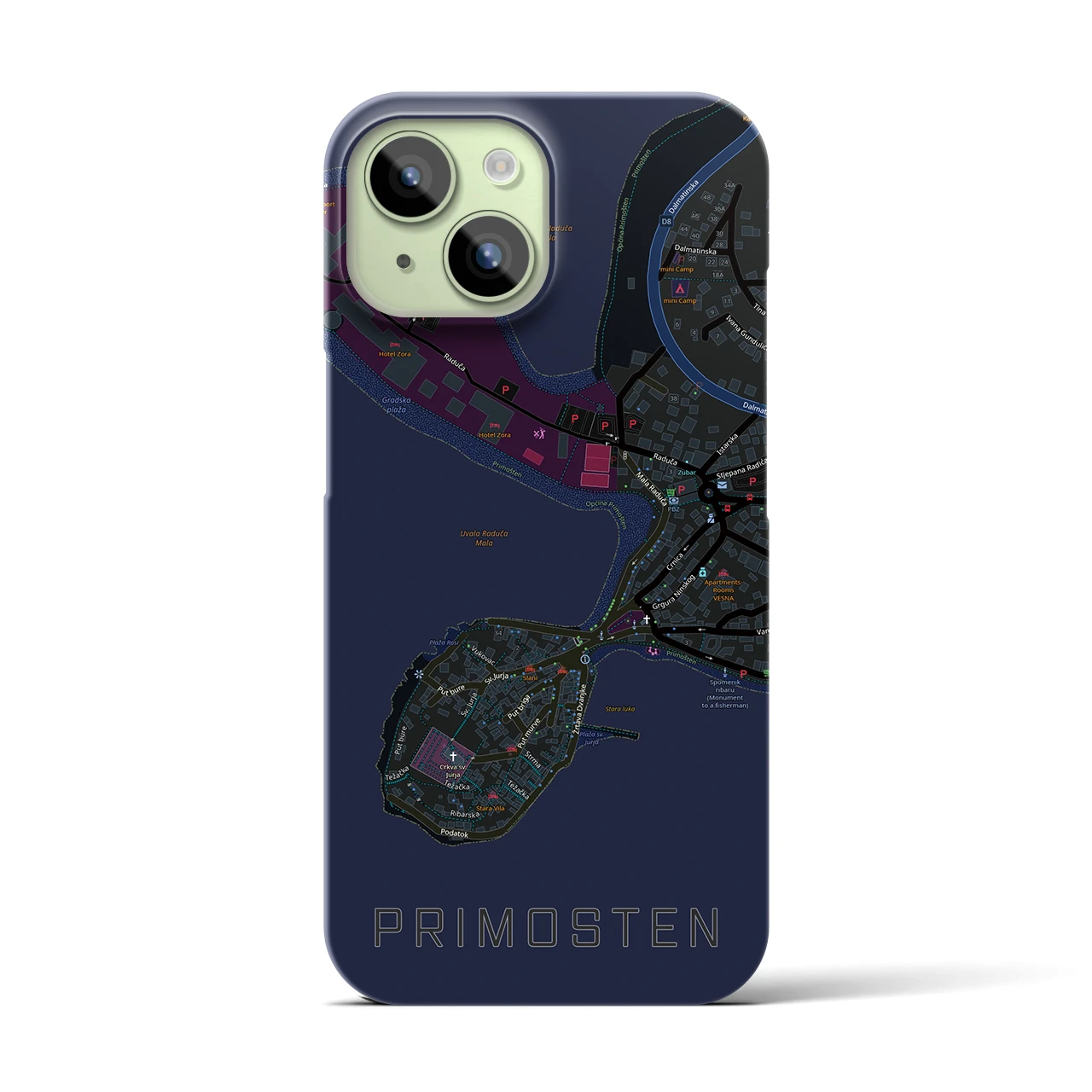 【プリモシュテン(クロアチア)】地図柄iPhoneケース(バックカバータイプ)