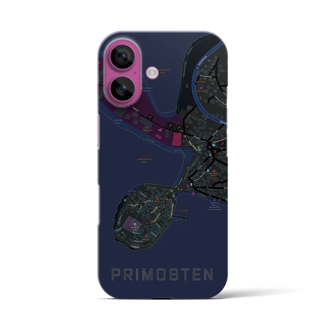【プリモシュテン(クロアチア)】地図柄iPhoneケース(バックカバータイプ)