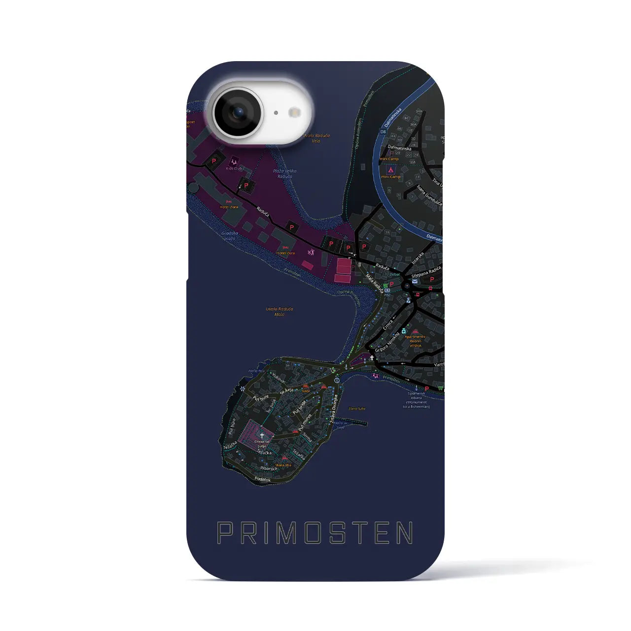 【プリモシュテン(クロアチア)】地図柄iPhoneケース(バックカバータイプ)