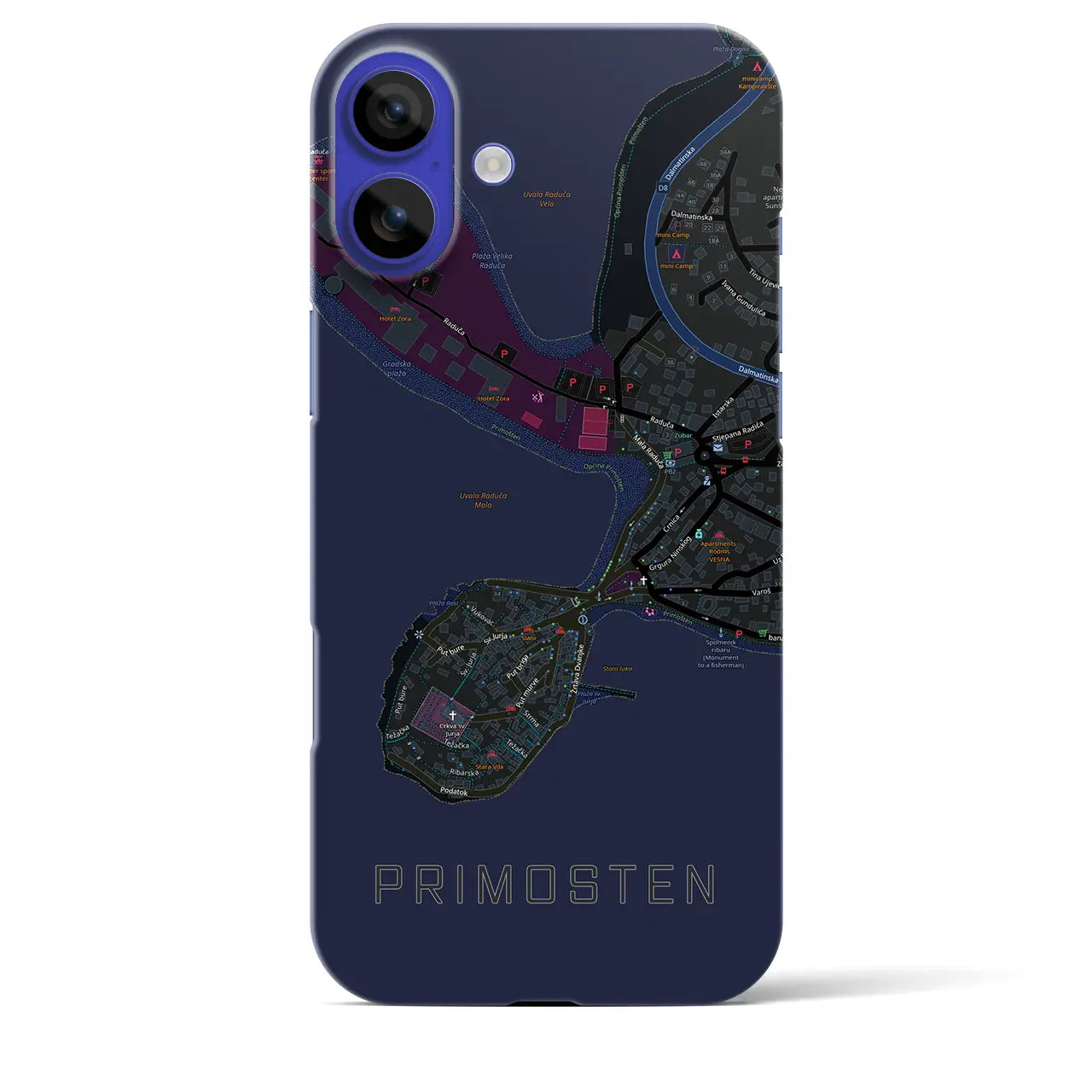 【プリモシュテン(クロアチア)】地図柄iPhoneケース(バックカバータイプ)