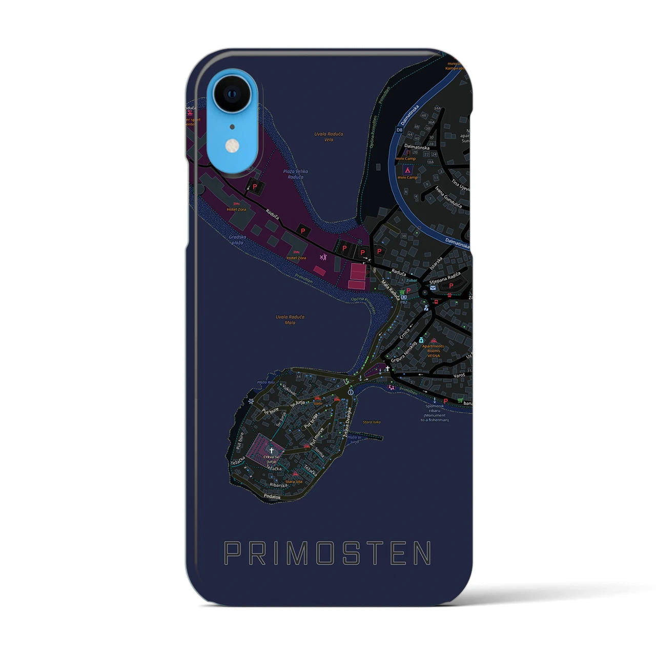 【プリモシュテン(クロアチア)】地図柄iPhoneケース(バックカバータイプ)