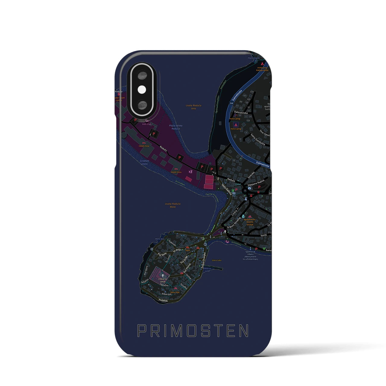 【プリモシュテン(クロアチア)】地図柄iPhoneケース(バックカバータイプ)