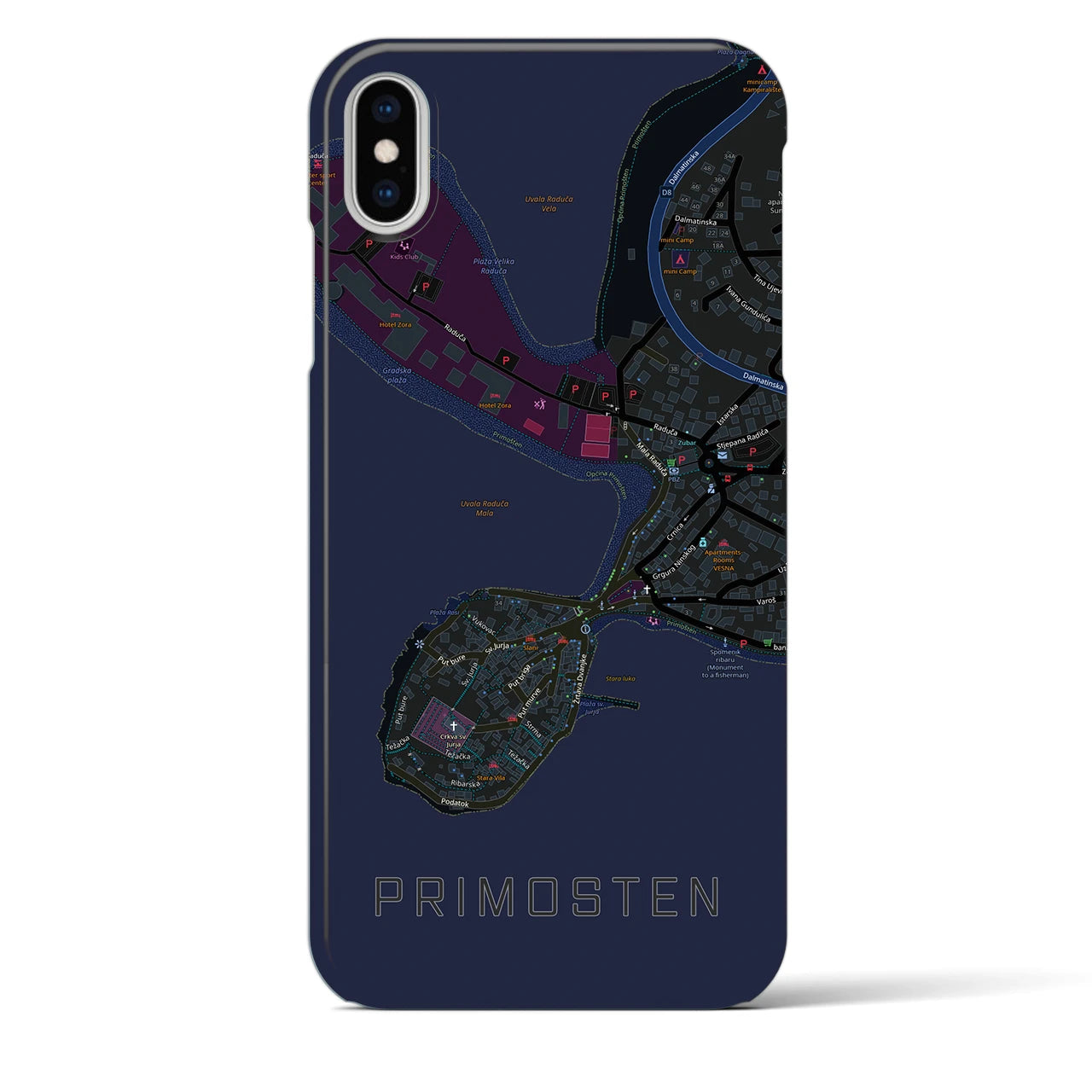 【プリモシュテン(クロアチア)】地図柄iPhoneケース(バックカバータイプ)