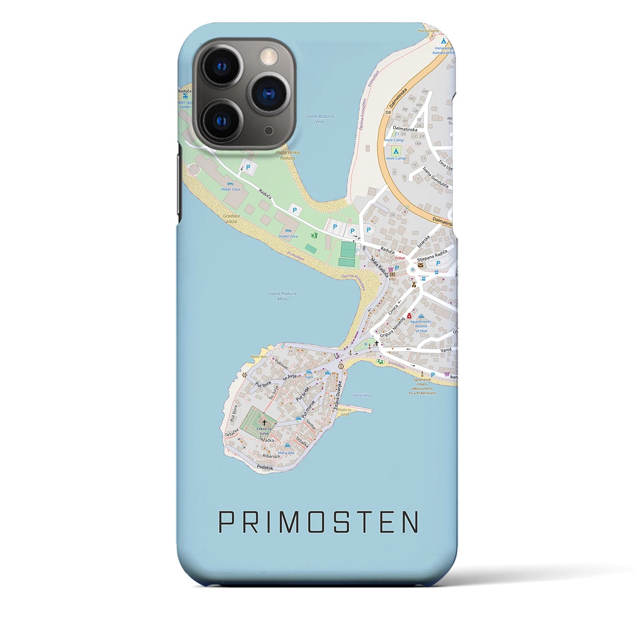 【プリモシュテン(クロアチア)】地図柄iPhoneケース(バックカバータイプ)
