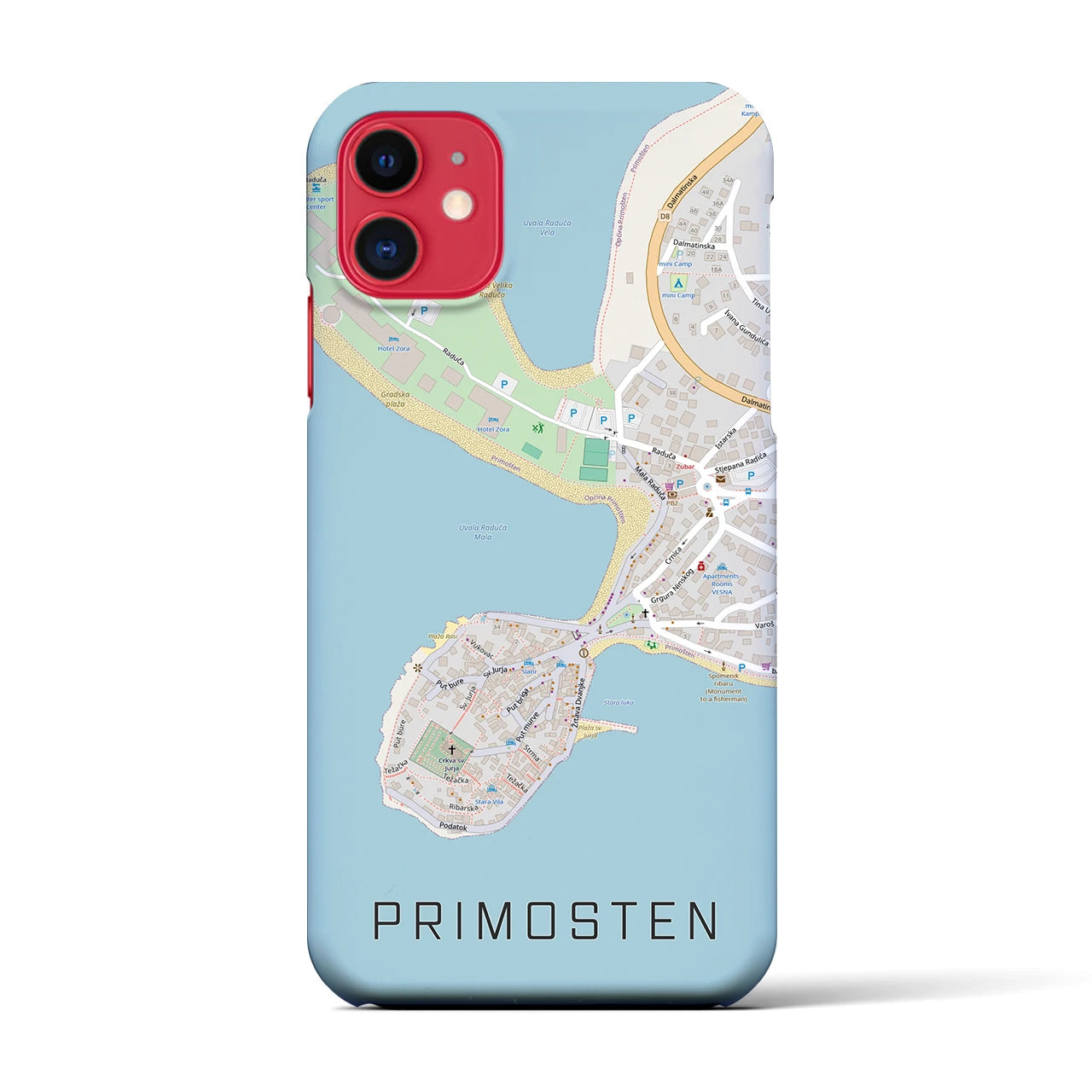 【プリモシュテン(クロアチア)】地図柄iPhoneケース(バックカバータイプ)