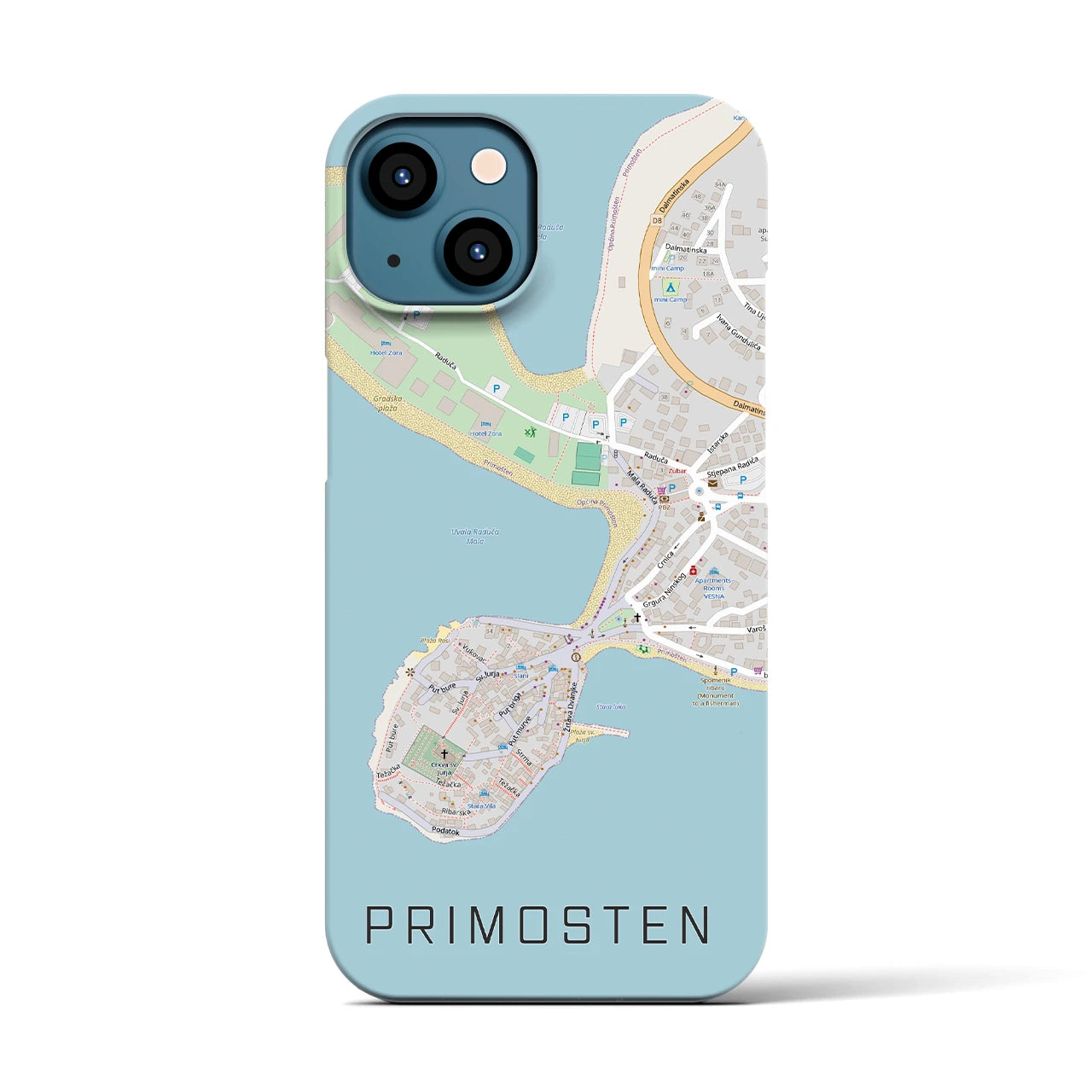 【プリモシュテン(クロアチア)】地図柄iPhoneケース(バックカバータイプ)