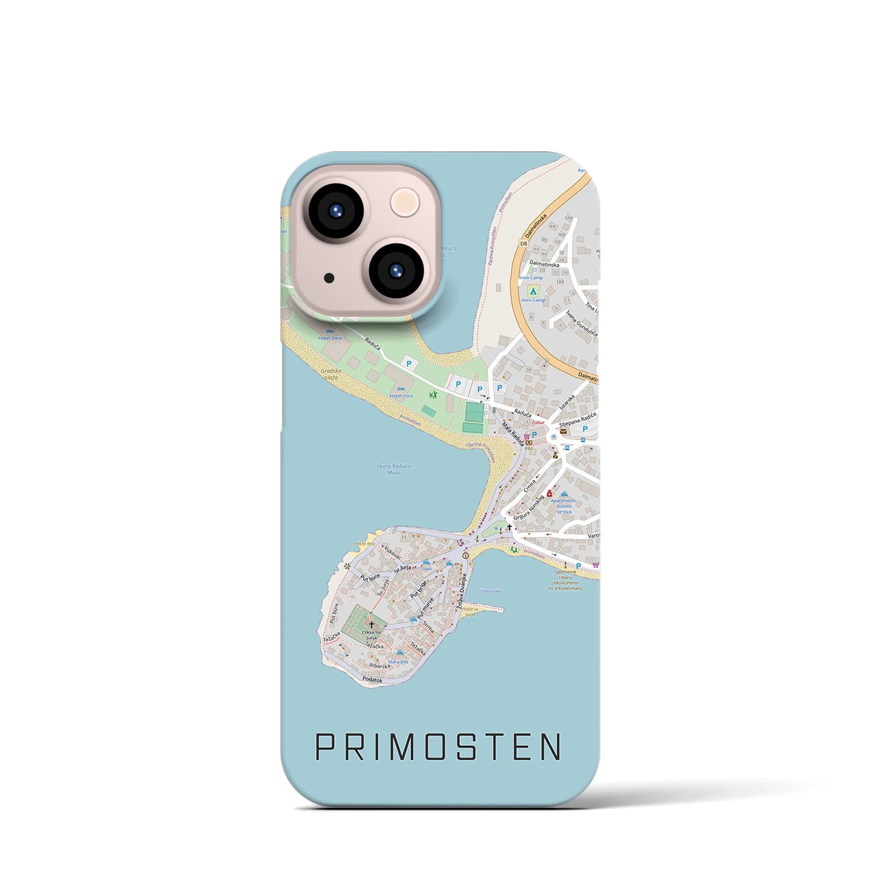 【プリモシュテン(クロアチア)】地図柄iPhoneケース(バックカバータイプ)