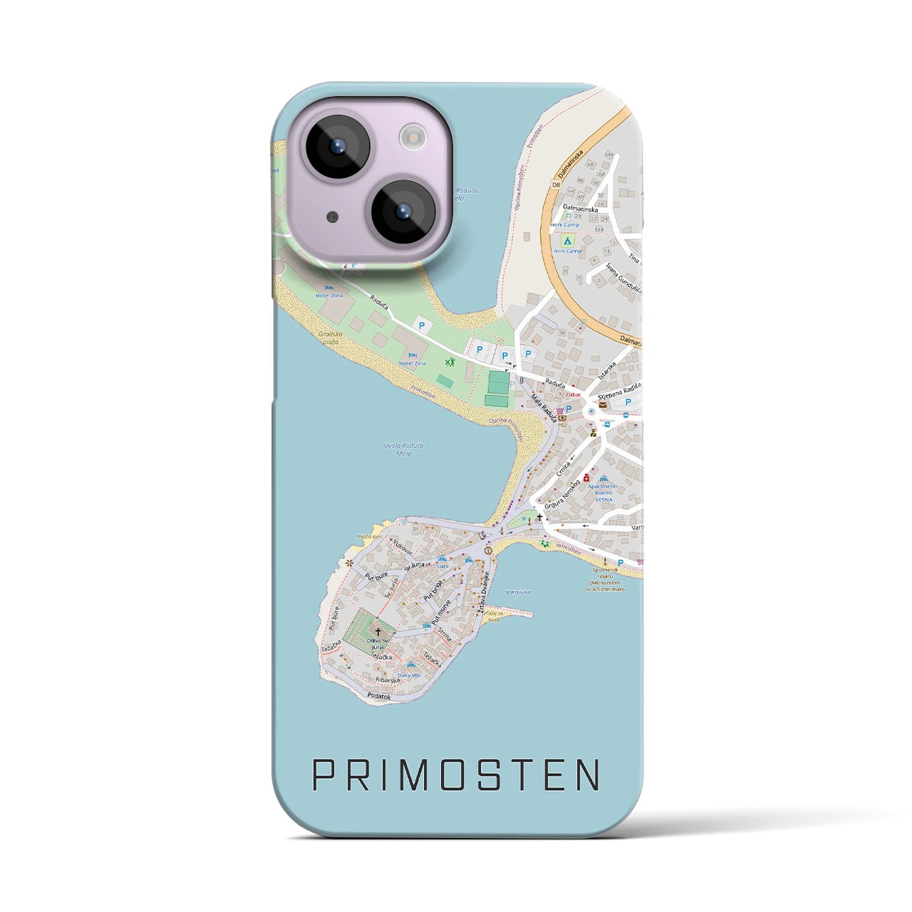 【プリモシュテン(クロアチア)】地図柄iPhoneケース(バックカバータイプ)