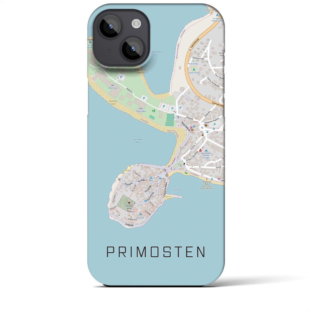 【プリモシュテン(クロアチア)】地図柄iPhoneケース(バックカバータイプ)