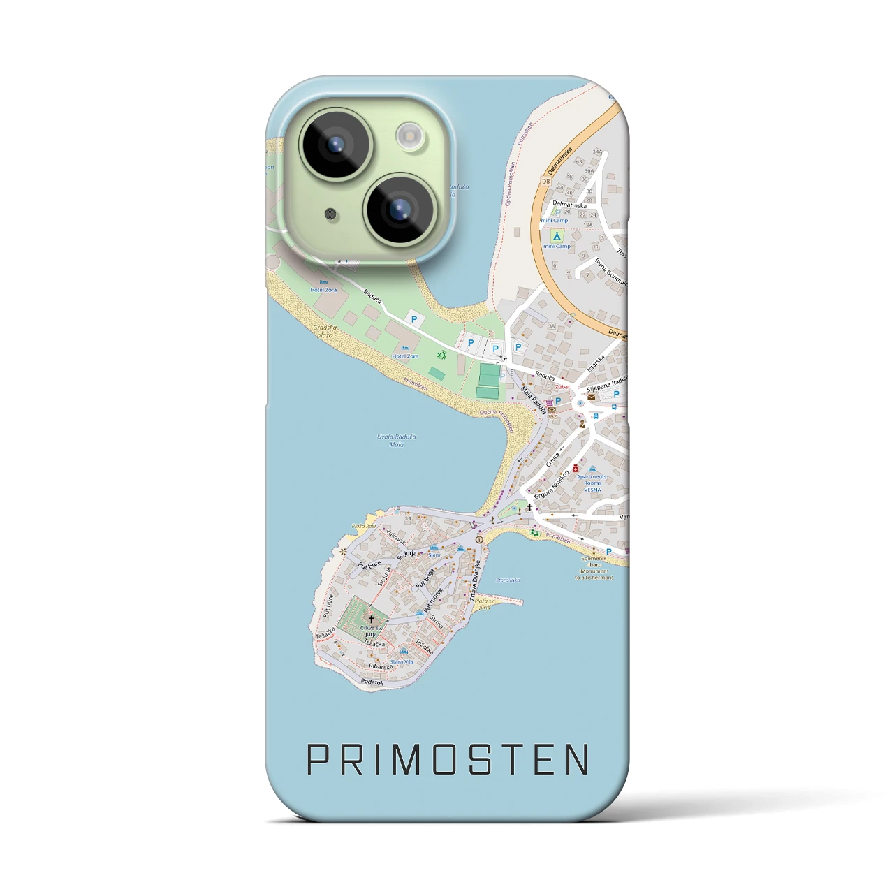 【プリモシュテン(クロアチア)】地図柄iPhoneケース(バックカバータイプ)