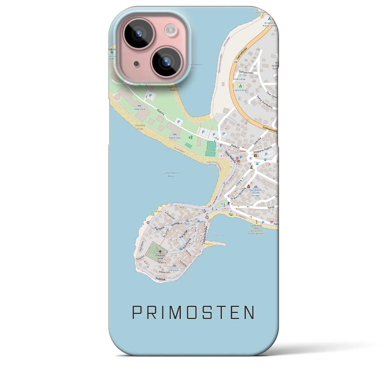 【プリモシュテン(クロアチア)】地図柄iPhoneケース(バックカバータイプ)