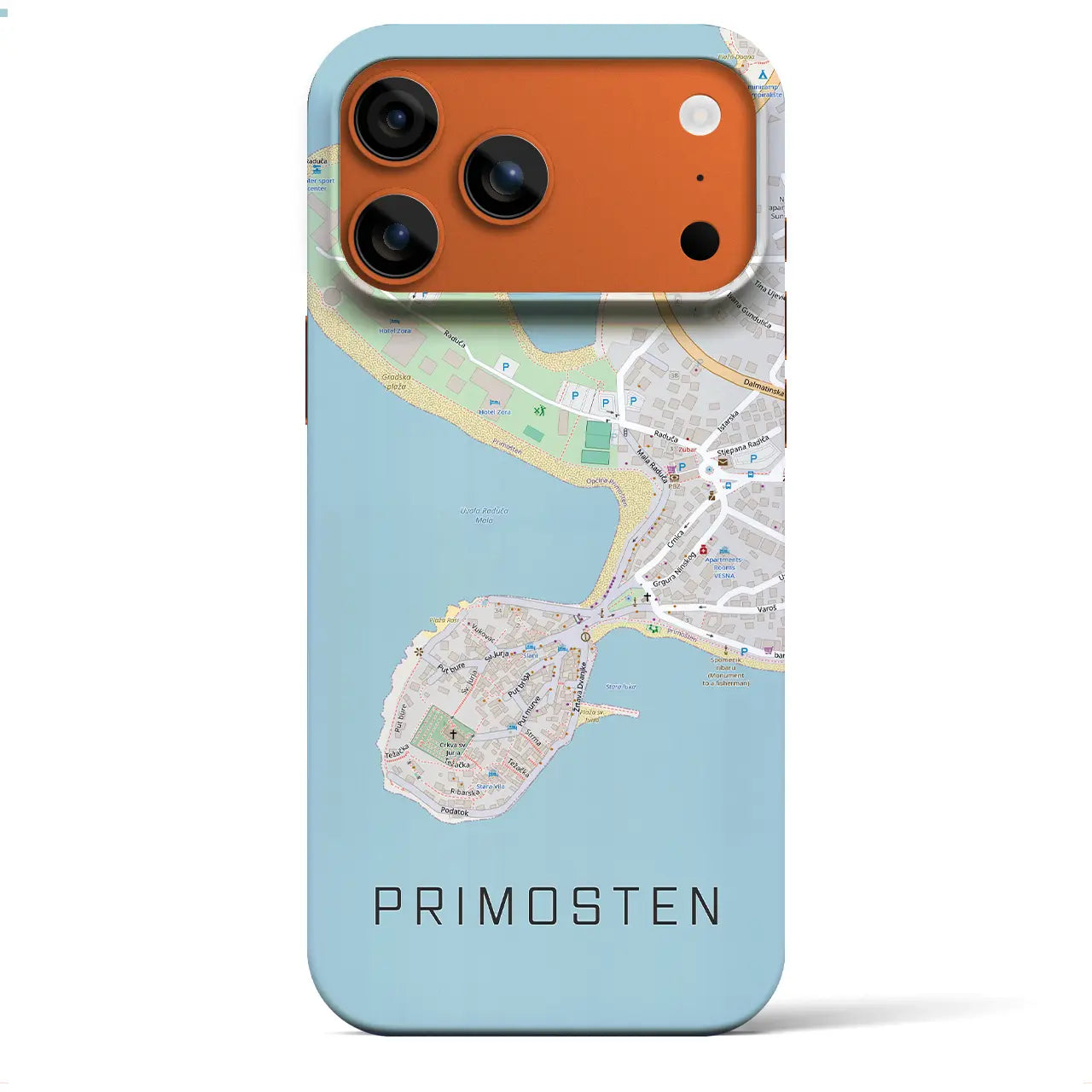 【プリモシュテン(クロアチア)】地図柄iPhoneケース(バックカバータイプ)