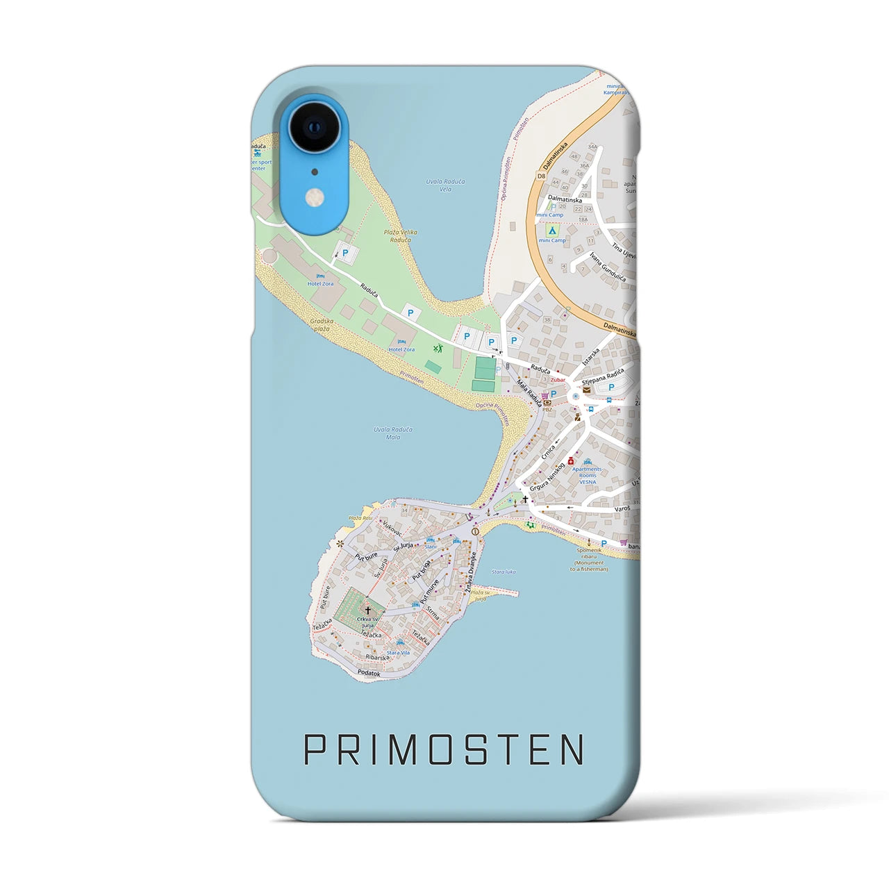 【プリモシュテン(クロアチア)】地図柄iPhoneケース(バックカバータイプ)
