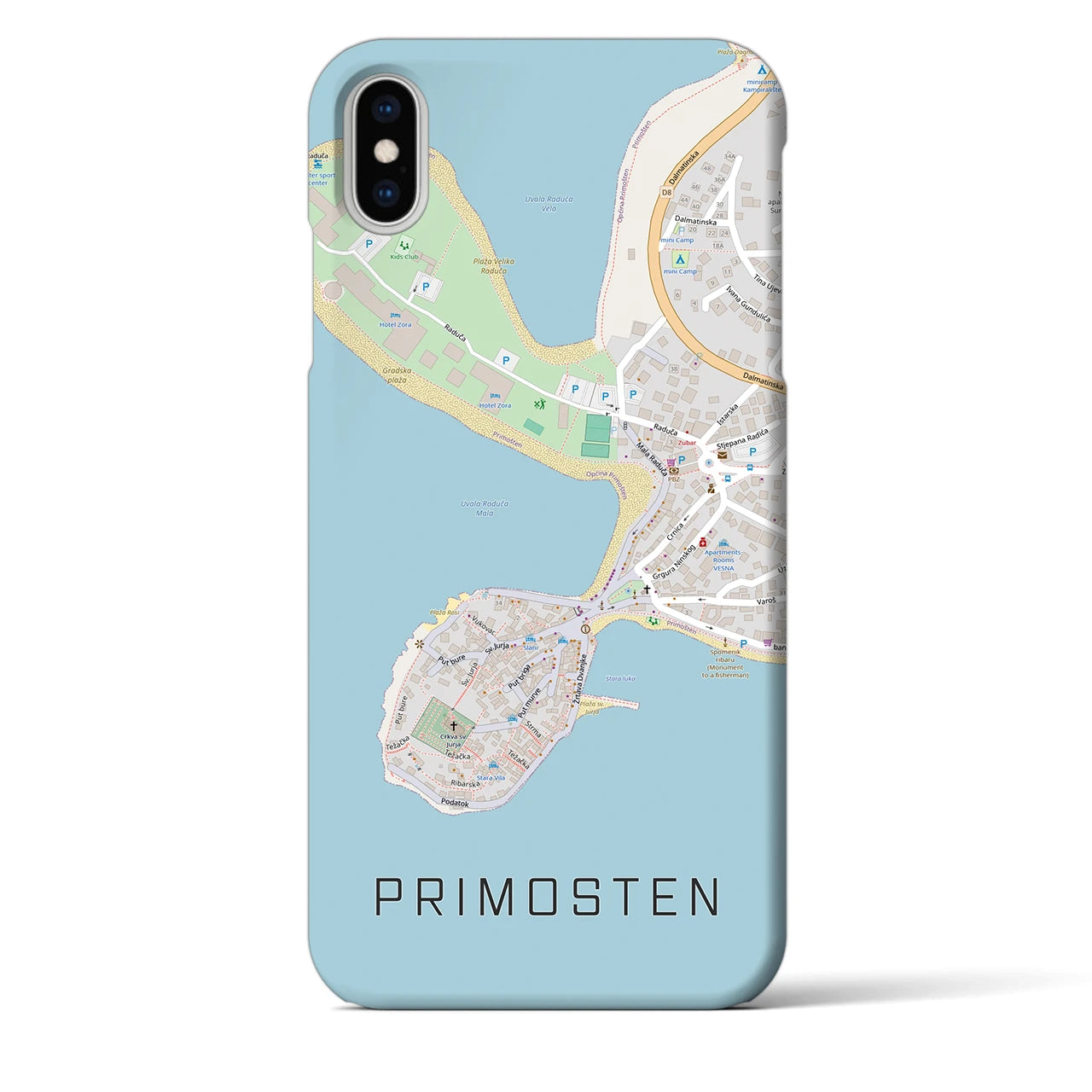 【プリモシュテン(クロアチア)】地図柄iPhoneケース(バックカバータイプ)